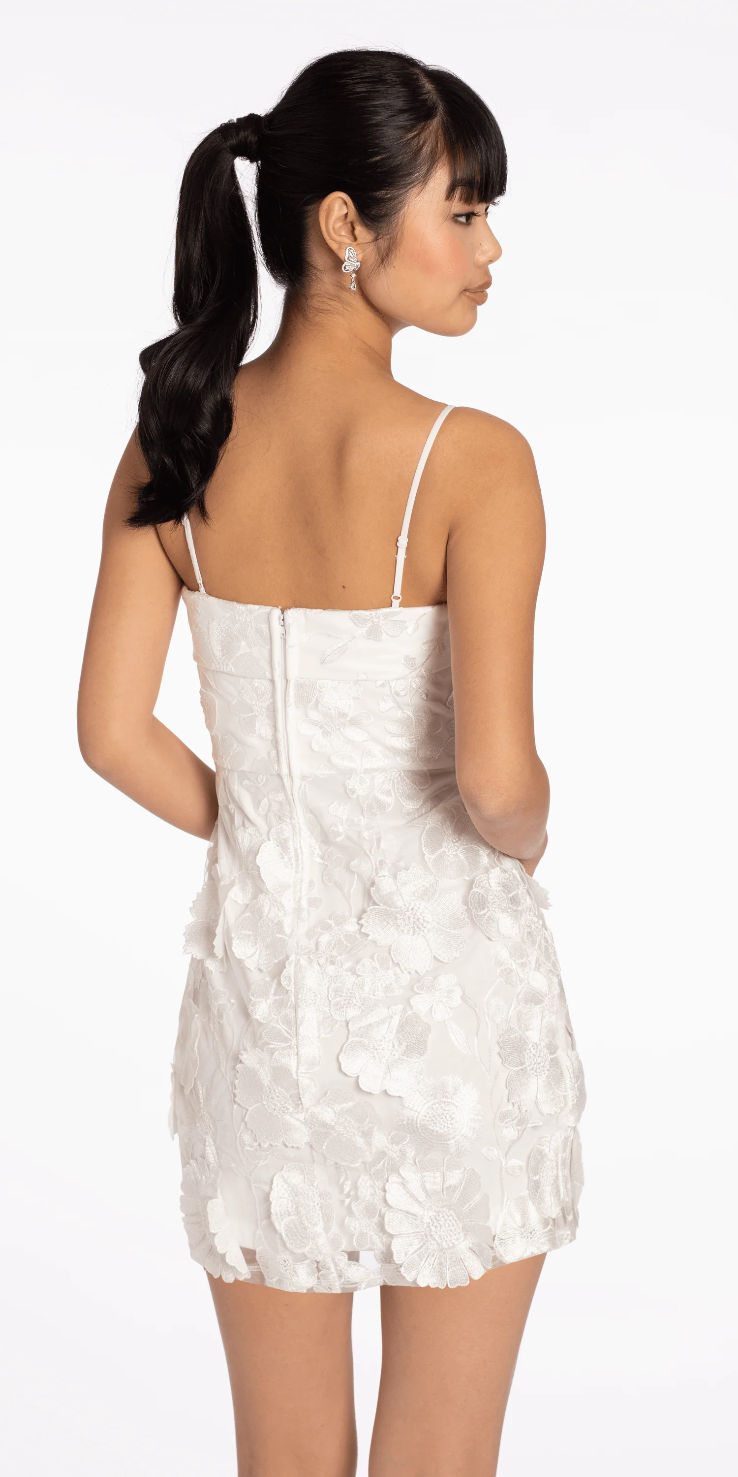 3 D Floral Tulle Embroidered Foldover Sheath Dress - Image 4