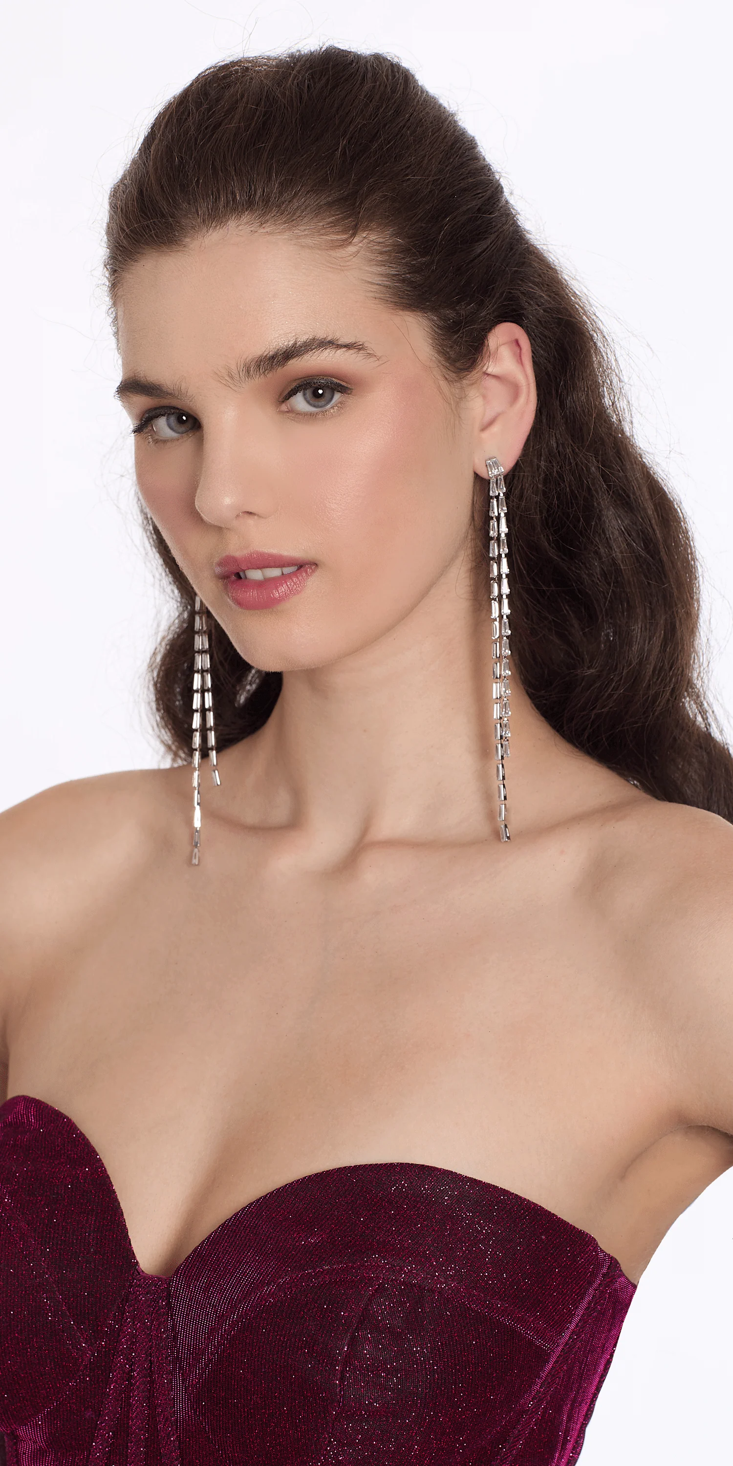 Baguette Extra Long Double Strand Earrings - Image 2