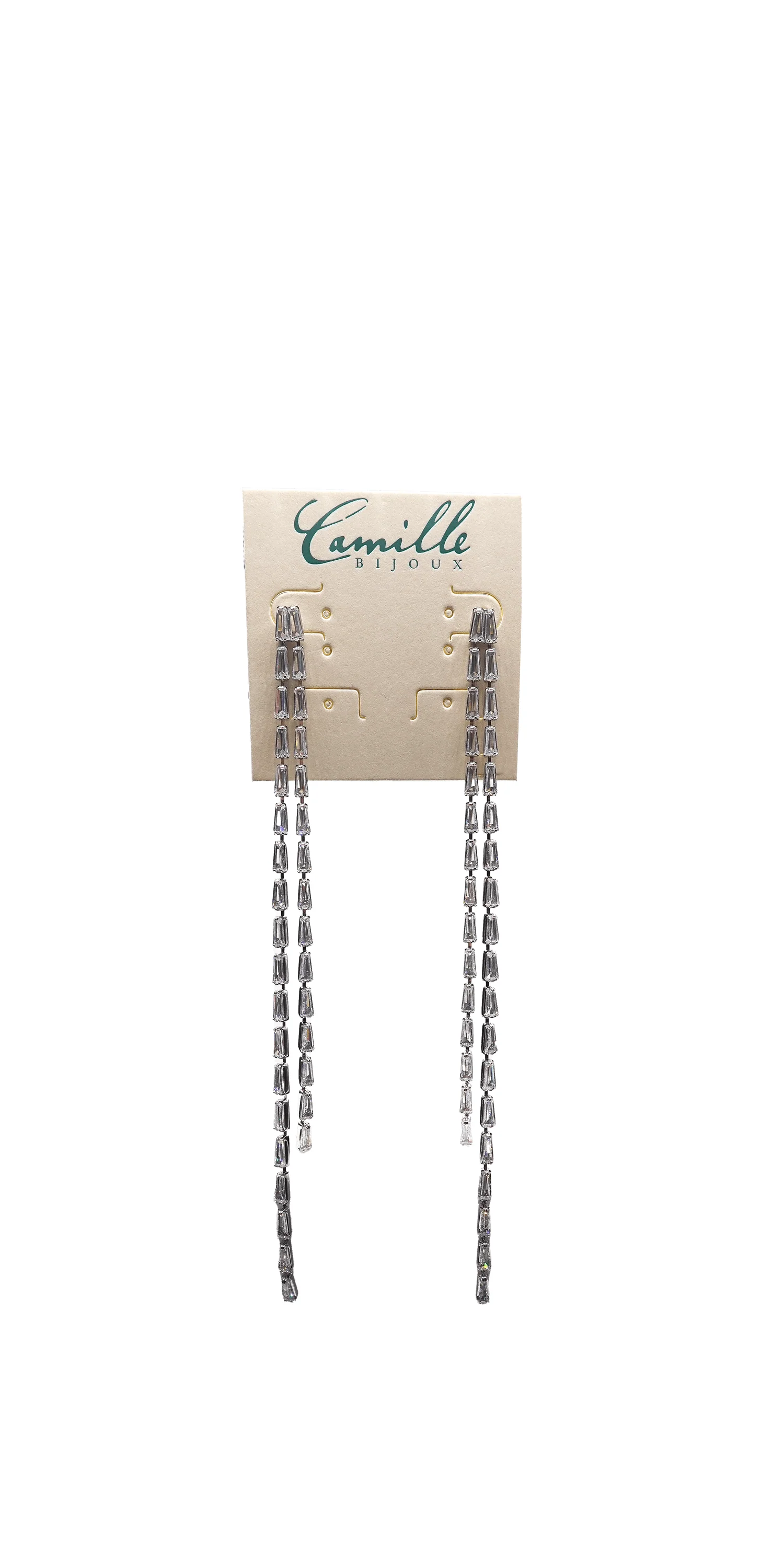 Baguette Extra Long Double Strand Earrings - Image 5