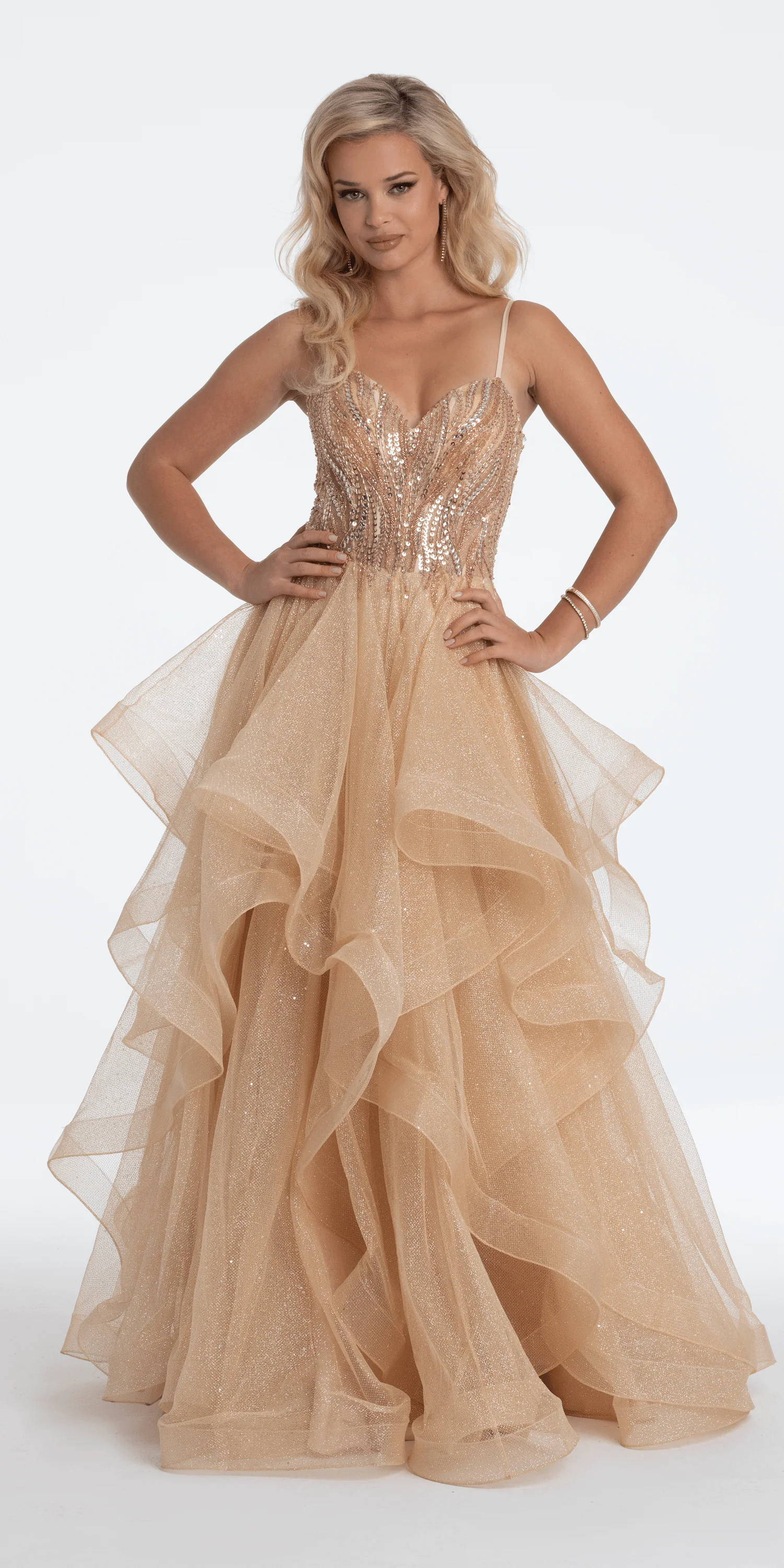 Beaded Corset Sweetheart Tiered Ballgown - Image 3