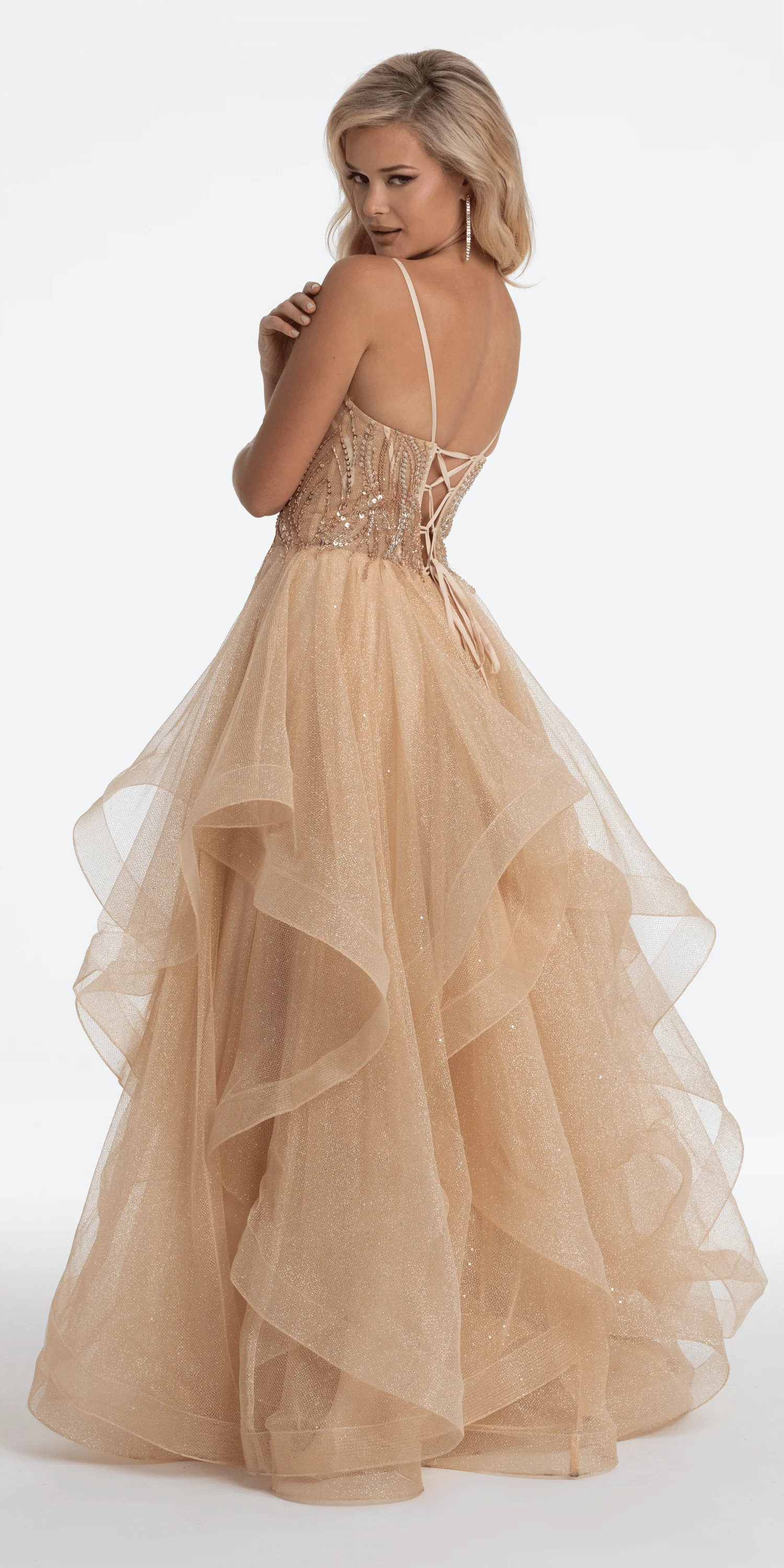 Beaded Corset Sweetheart Tiered Ballgown - Image 5