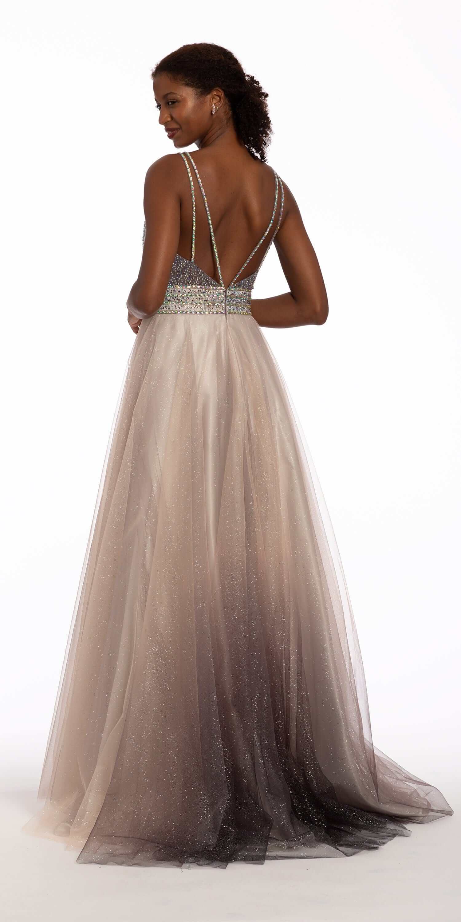 Beaded Ombre Glitter Mesh Ballgown - Image 2