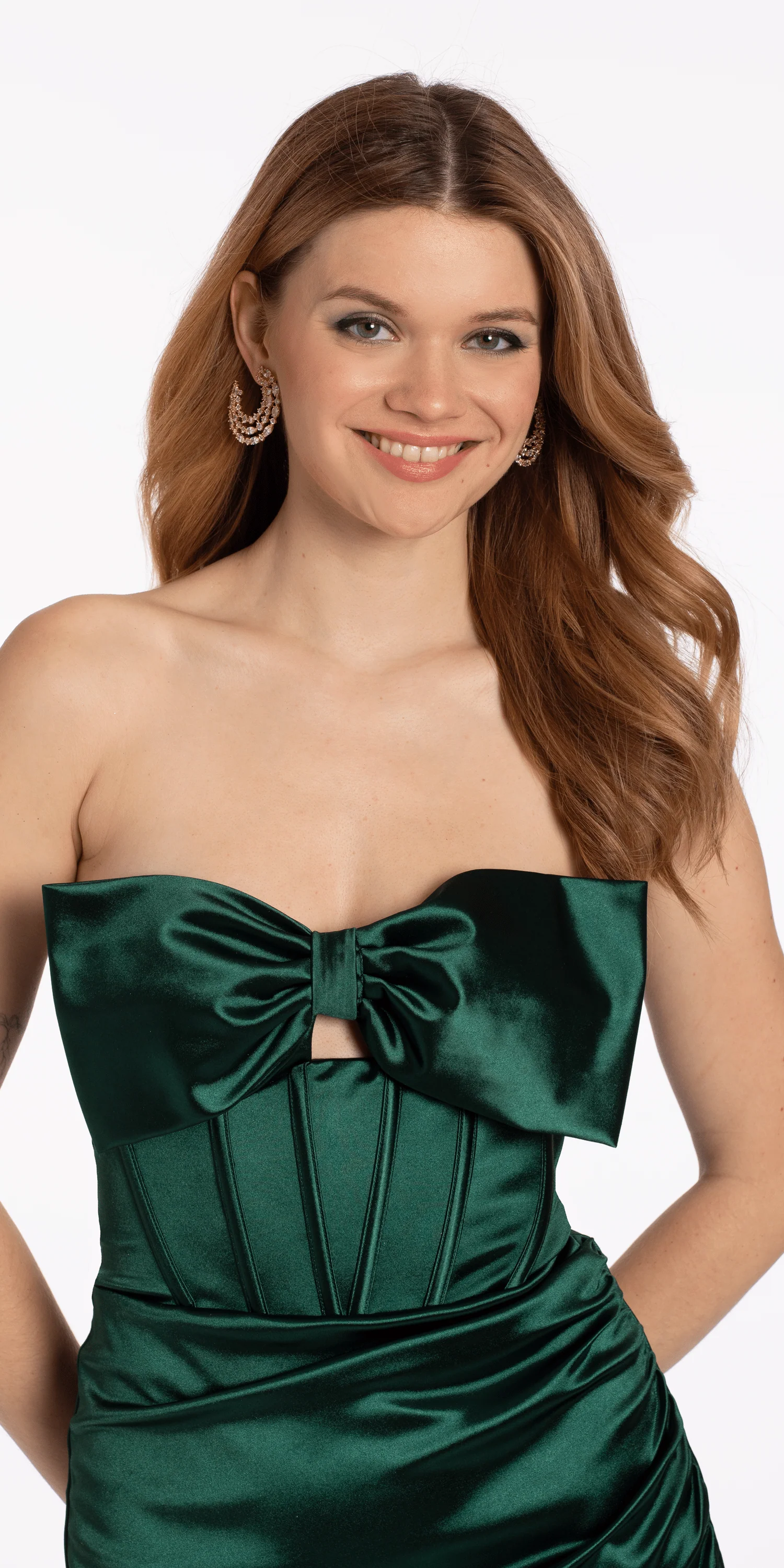 Bow Front Corset Satin Bodycon Dress - Image 2