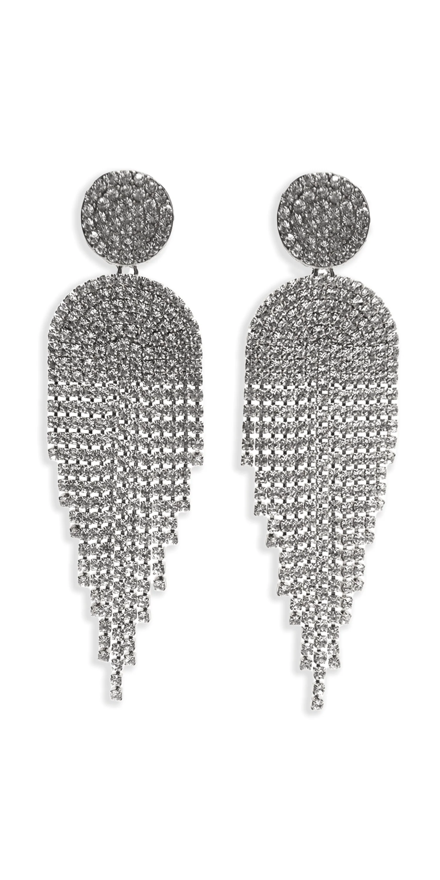 Button Post Graduated Rhinestone Earrings - Image 4