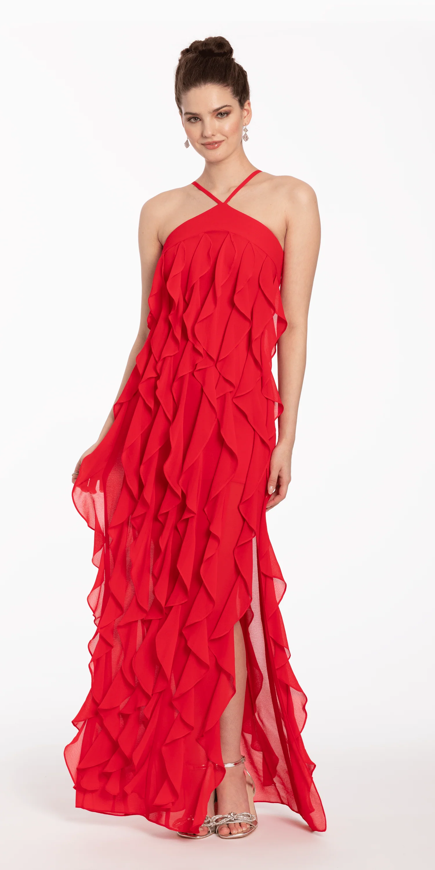 Chiffon Halter Neck Ruffle Dress - Image 4