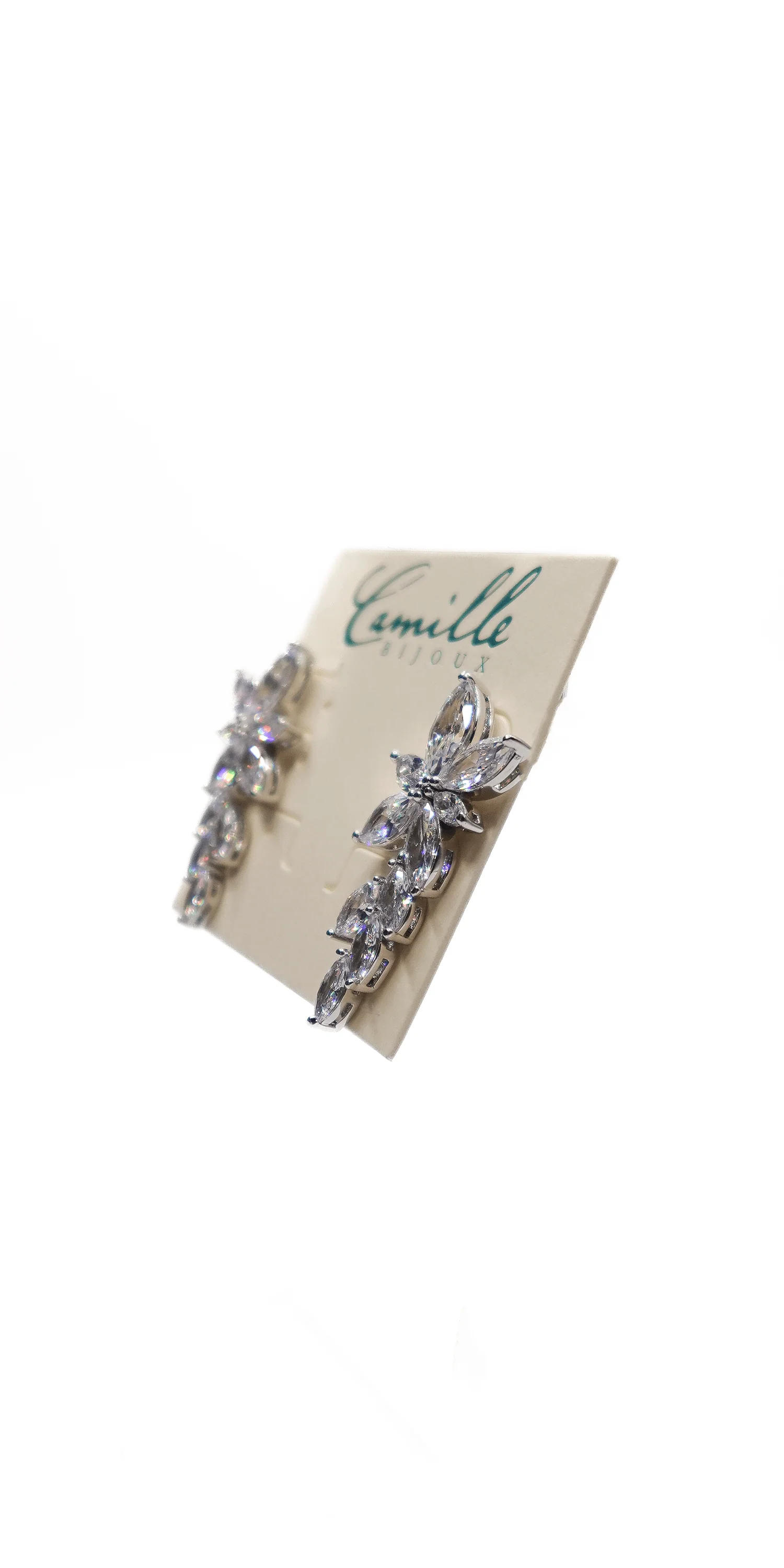 Cluster Stone Drop Cubic Zirconia Earrings - Image 3