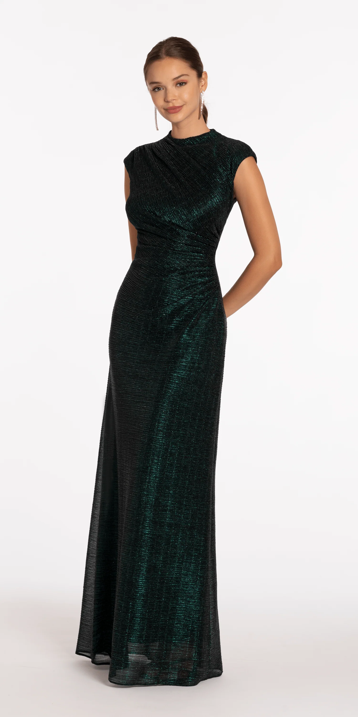 Crinkle Knit Cap Sleeve Column Dress - Image 6