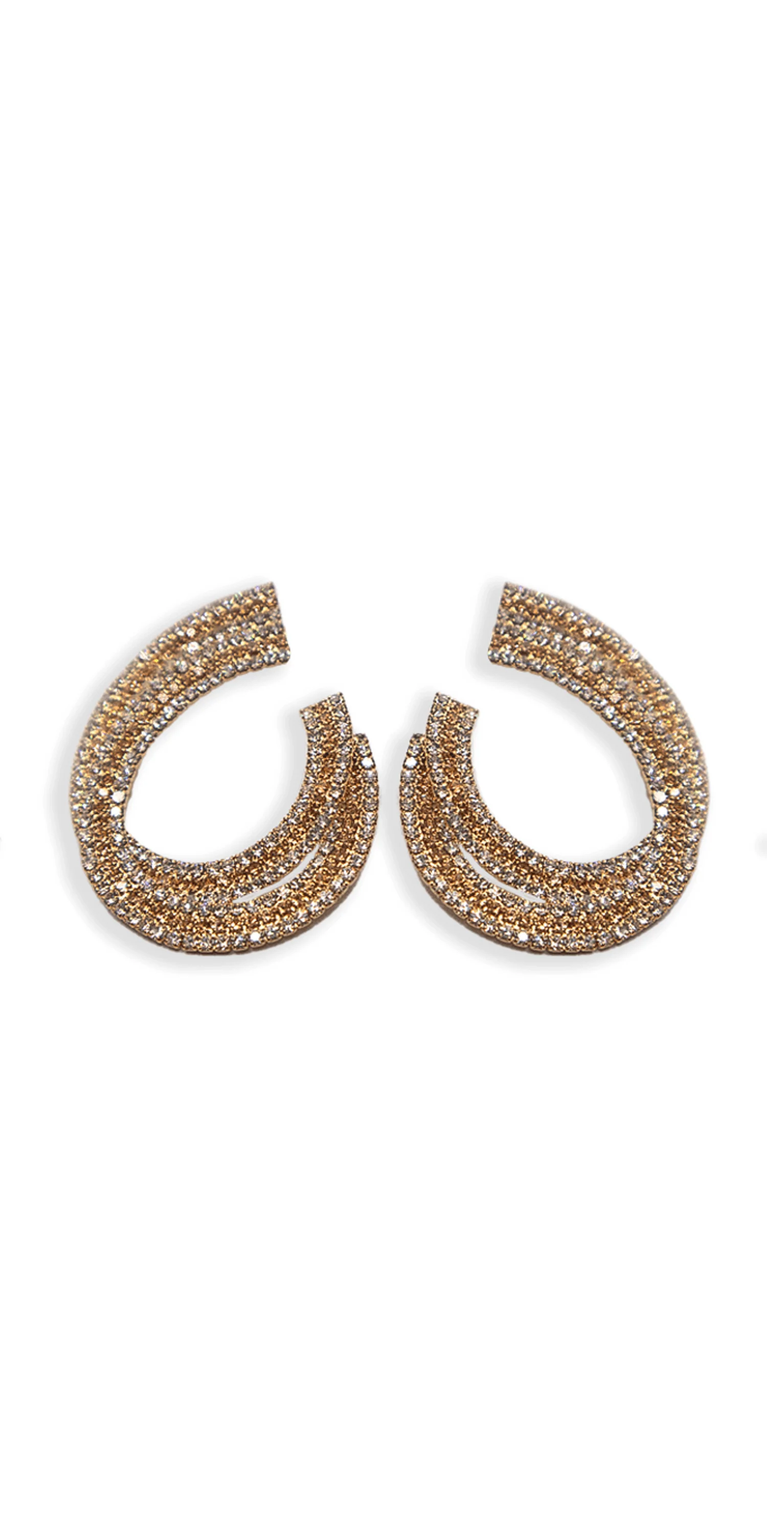 Crystal Double Swirl Rhinestone Earrings - Image 2