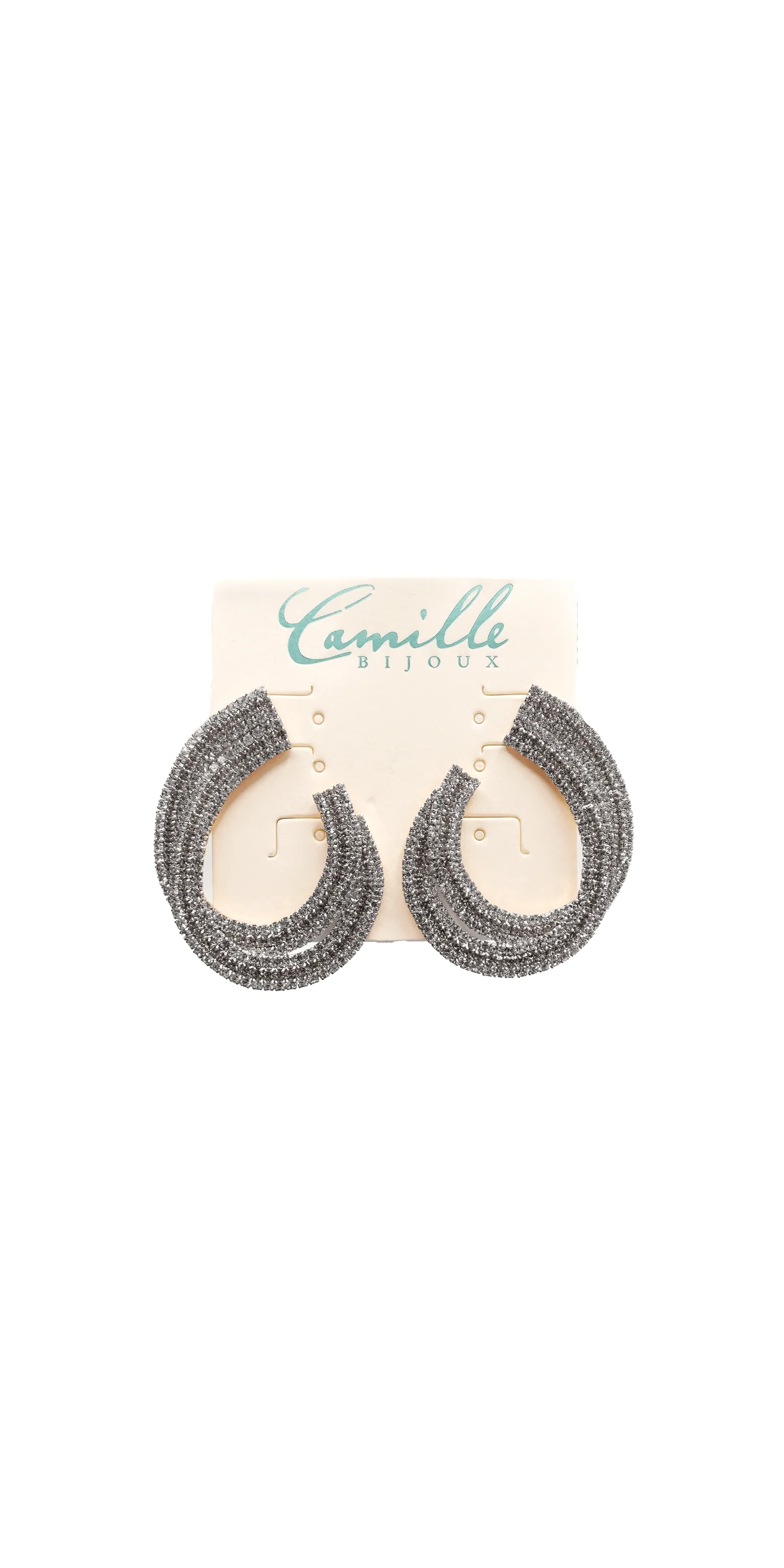 Crystal Double Swirl Rhinestone Earrings - Image 3