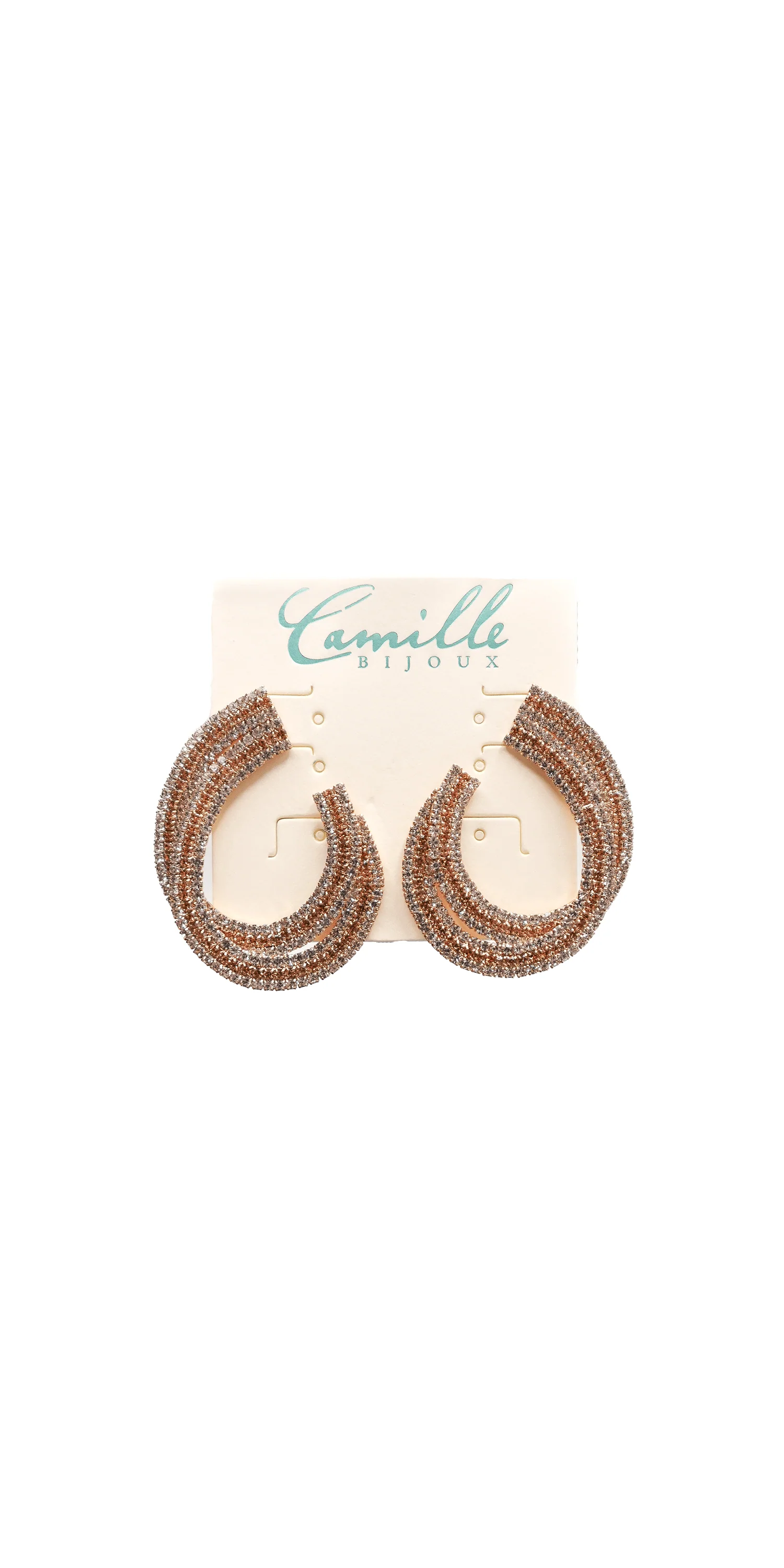 Crystal Double Swirl Rhinestone Earrings - Image 4