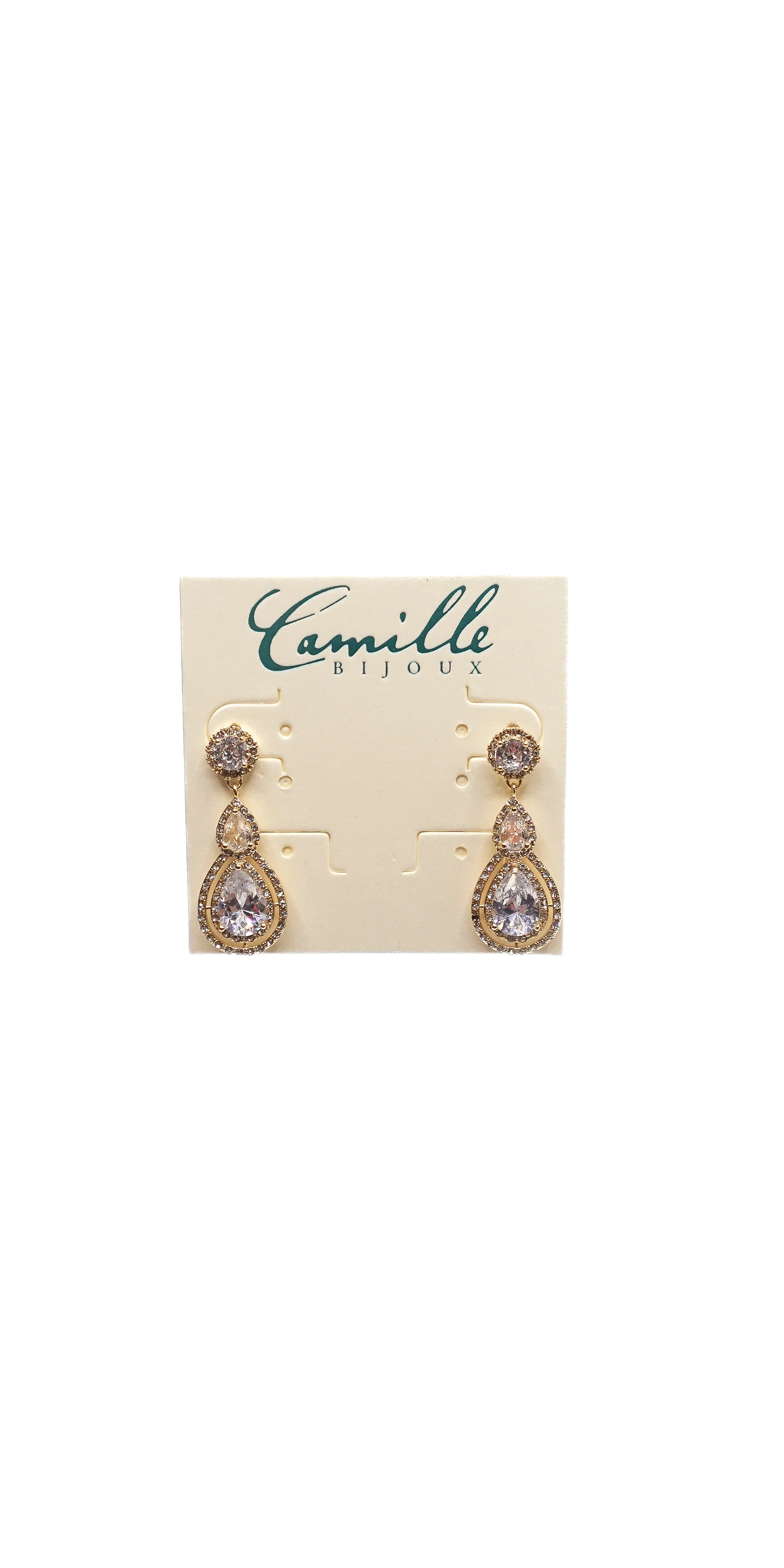 Double Teardrop  Halo Earrings - Image 3