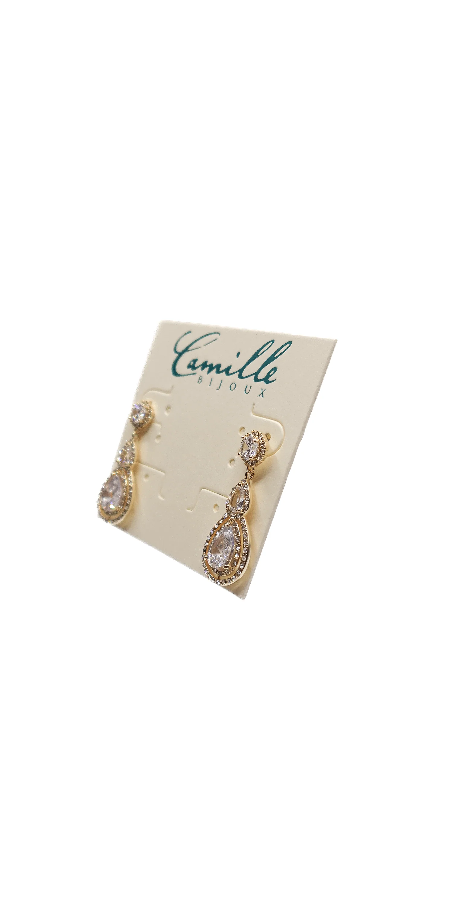 Double Teardrop  Halo Earrings - Image 4
