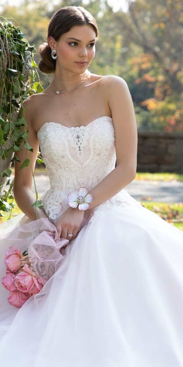 Embellished Embroidered Strapless Tulle Ballgown - Image 3