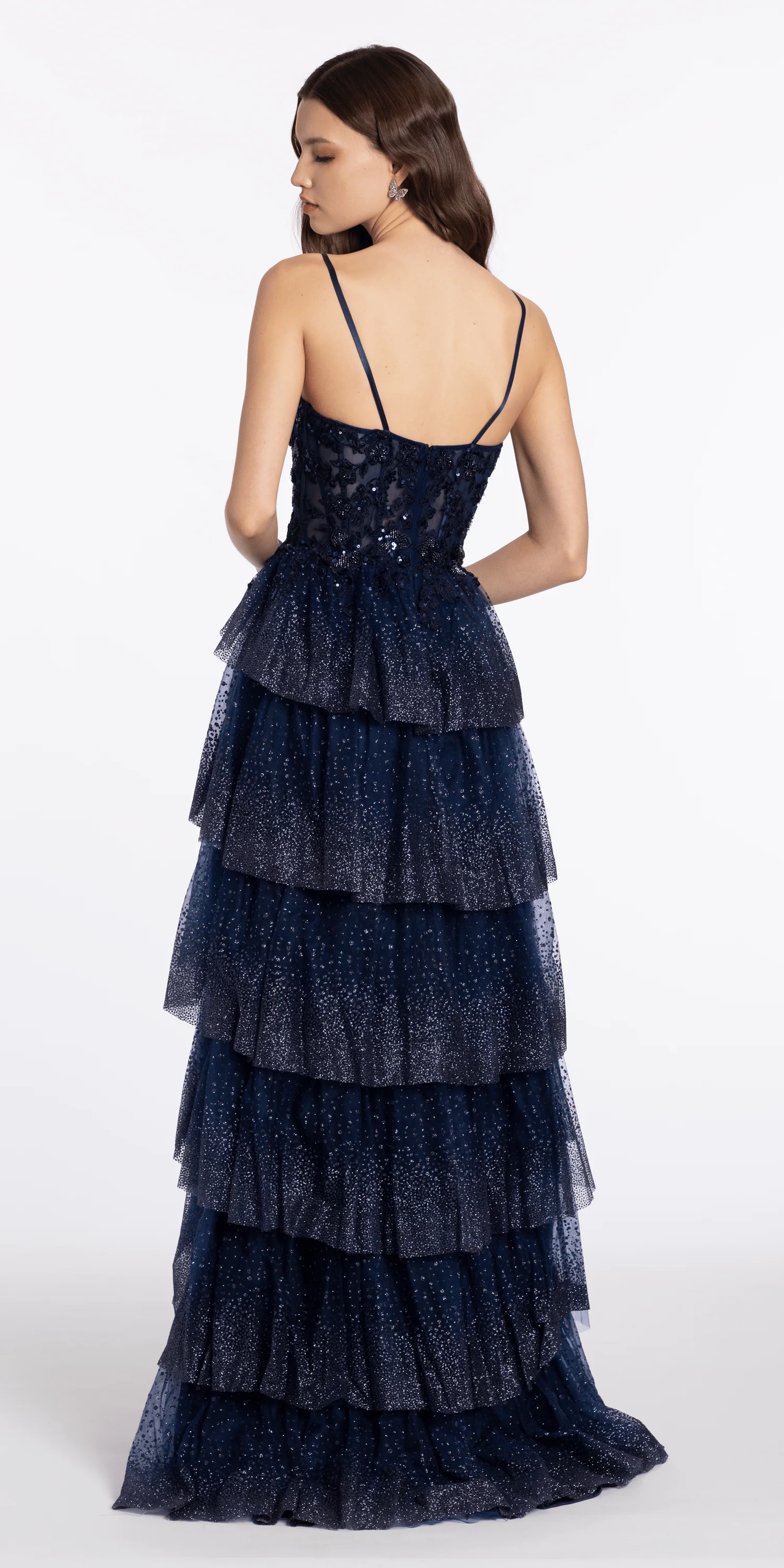 Embellished Strapless Plunge Corset Tulle Tiered Ballgown - Image 4