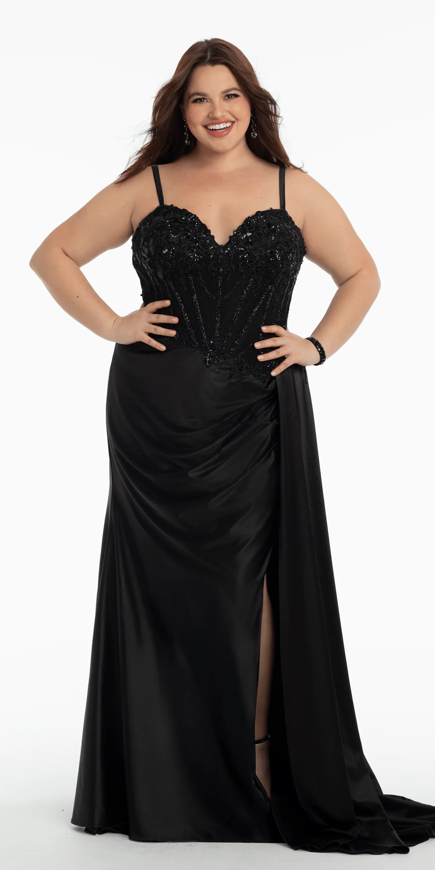 Embellished Sweetheart Corset Column Dress with Side Drape - Image 4