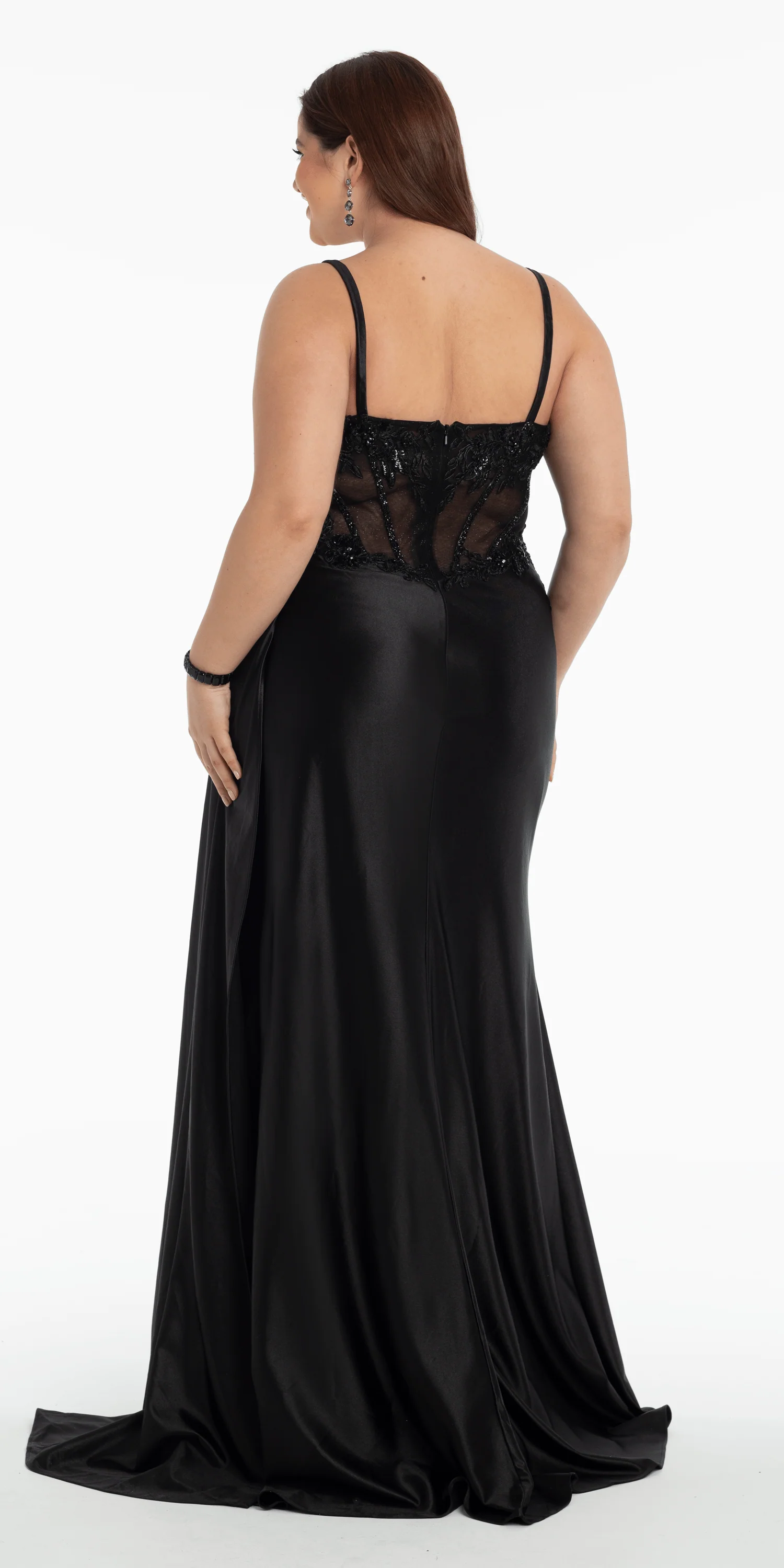 Embellished Sweetheart Corset Column Dress with Side Drape - Image 6