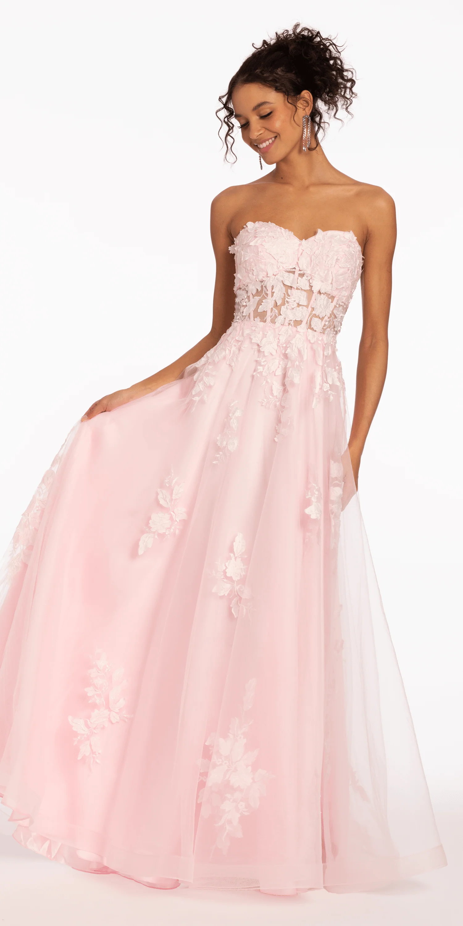 Floral Mesh Applique Corset A Line Dress - Image 10