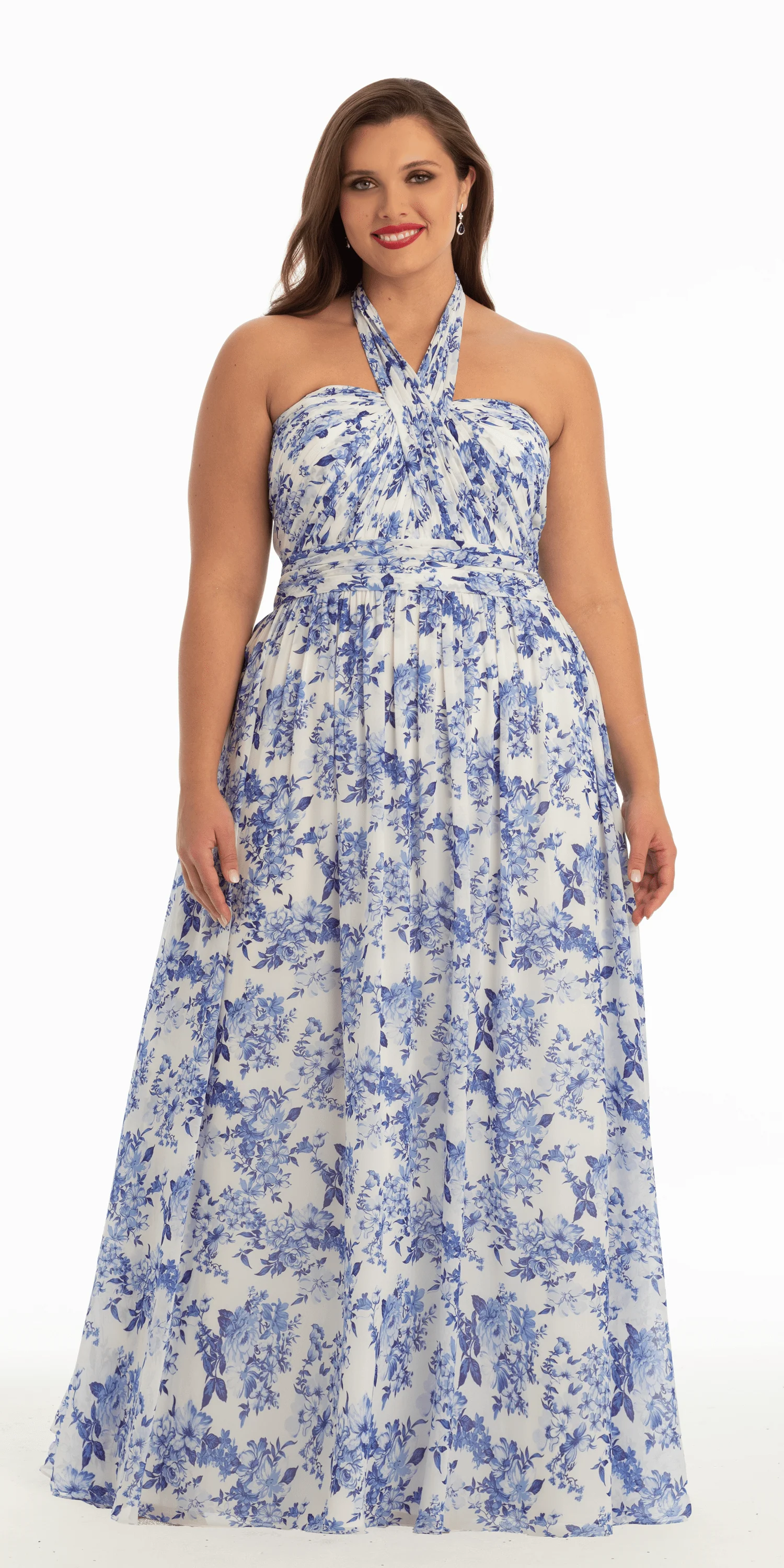 Floral Chiffon A Line Halter Dress - Image 5