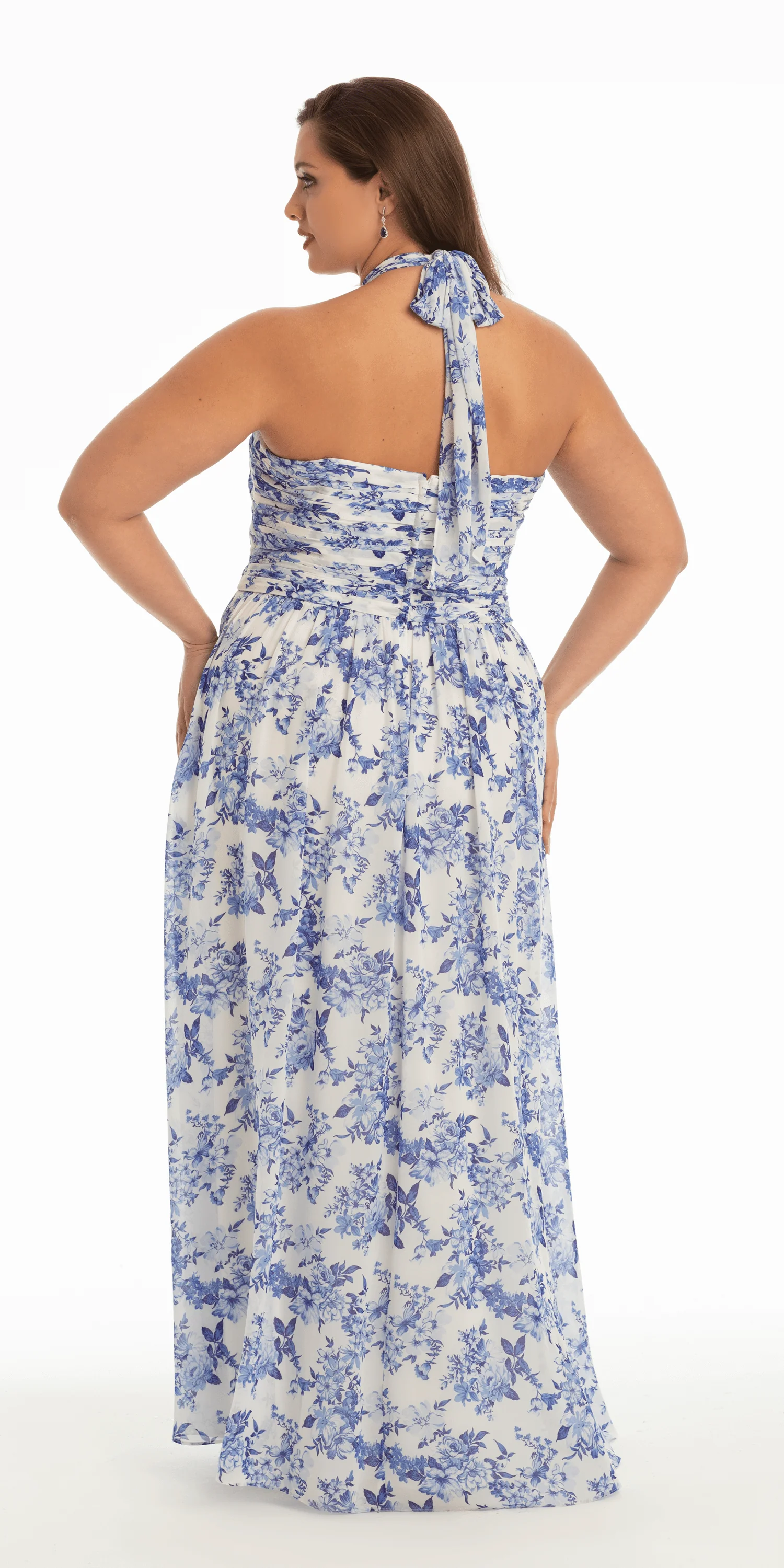 Floral Chiffon A Line Halter Dress - Image 7