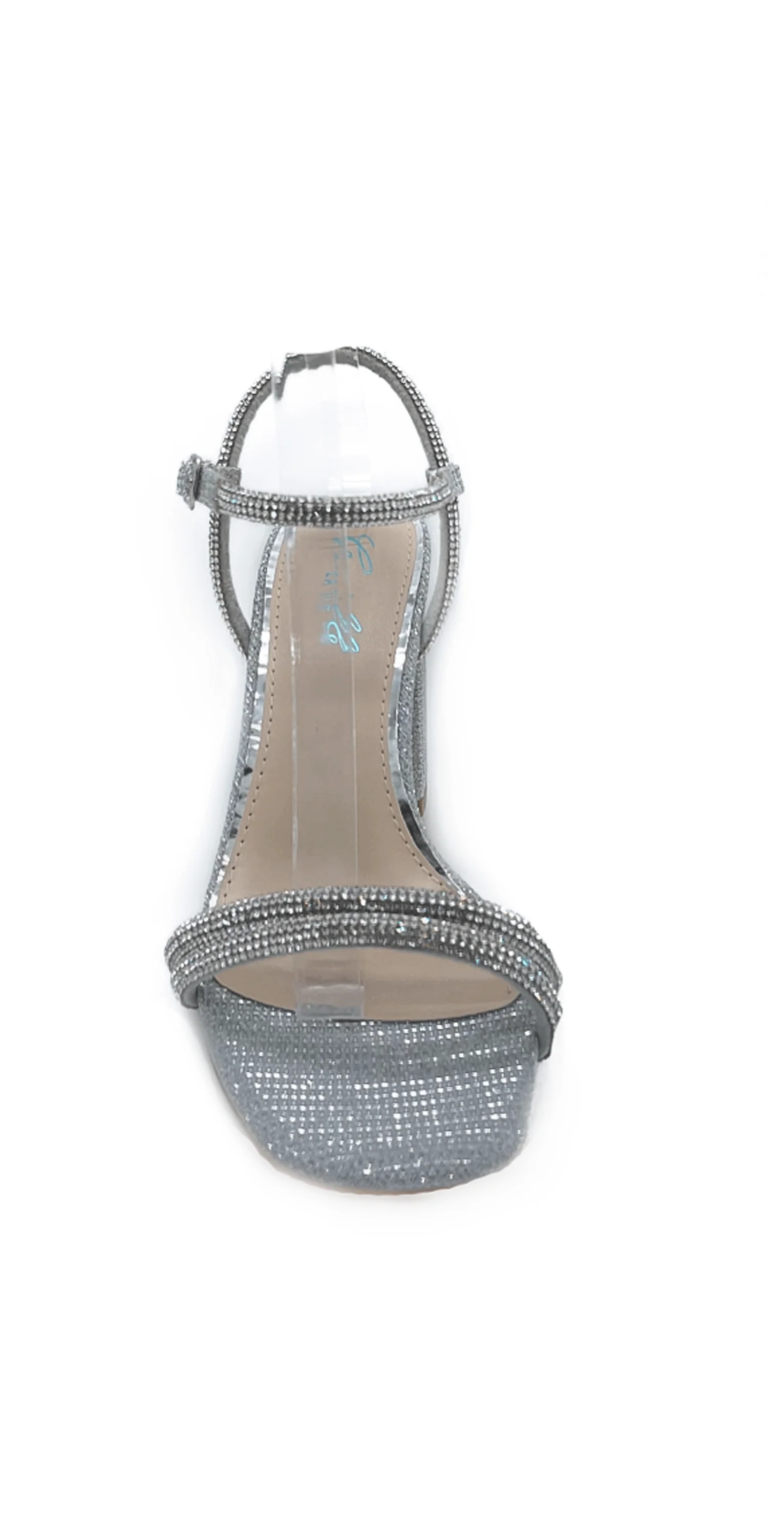 Glitter Double Strap Rhinestone Block Heel Sandal - Image 2