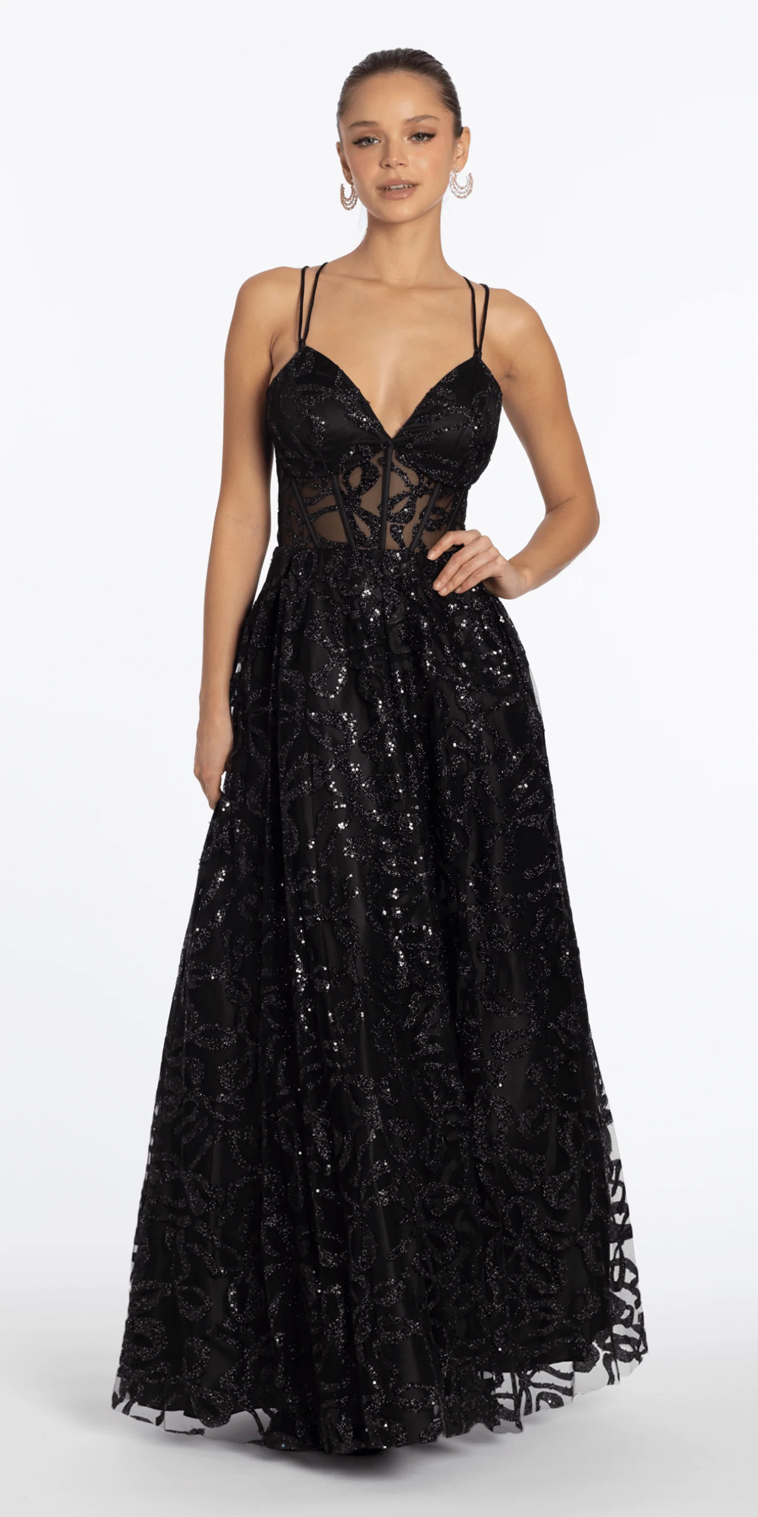 Glitter Illusion Sweetheart Corset Ballgown with Pockets - Image 3