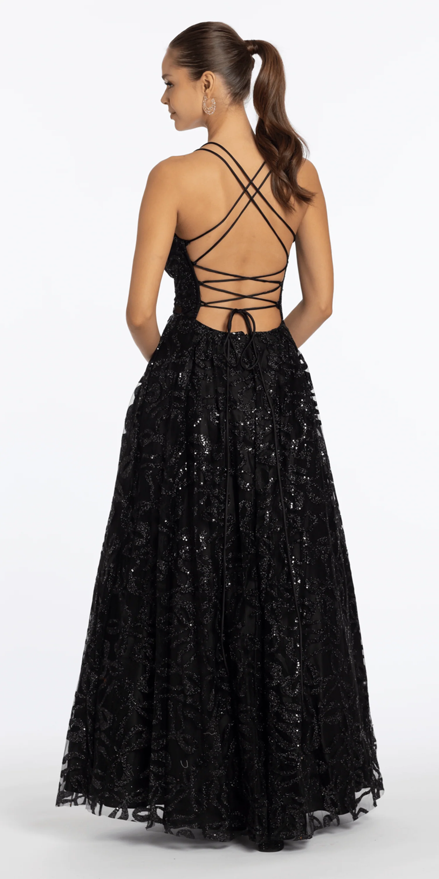 Glitter Illusion Sweetheart Corset Ballgown with Pockets - Image 5