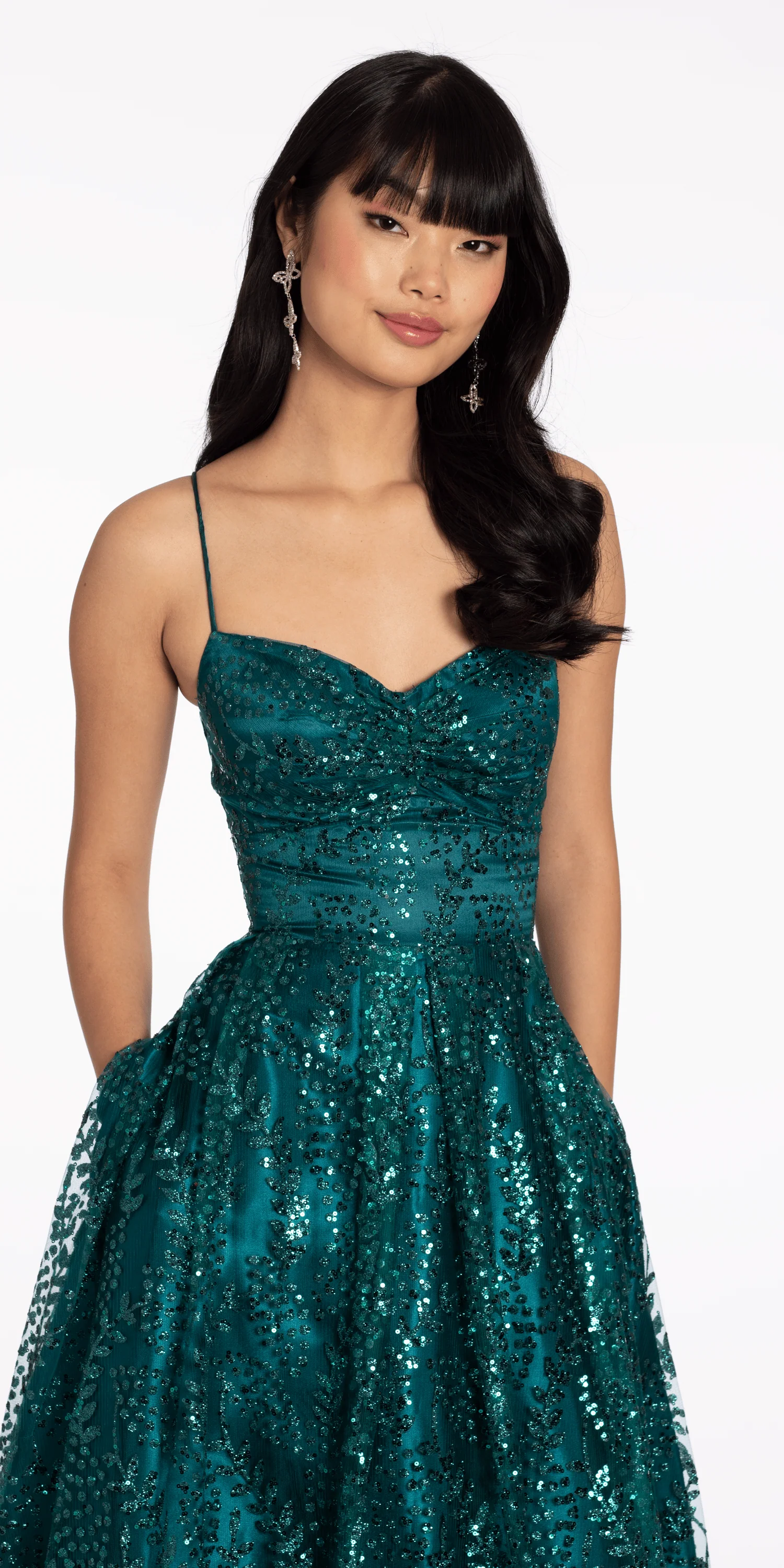 Glitter Mesh Sweetheart Lace Up Back Ballgown - Image 5