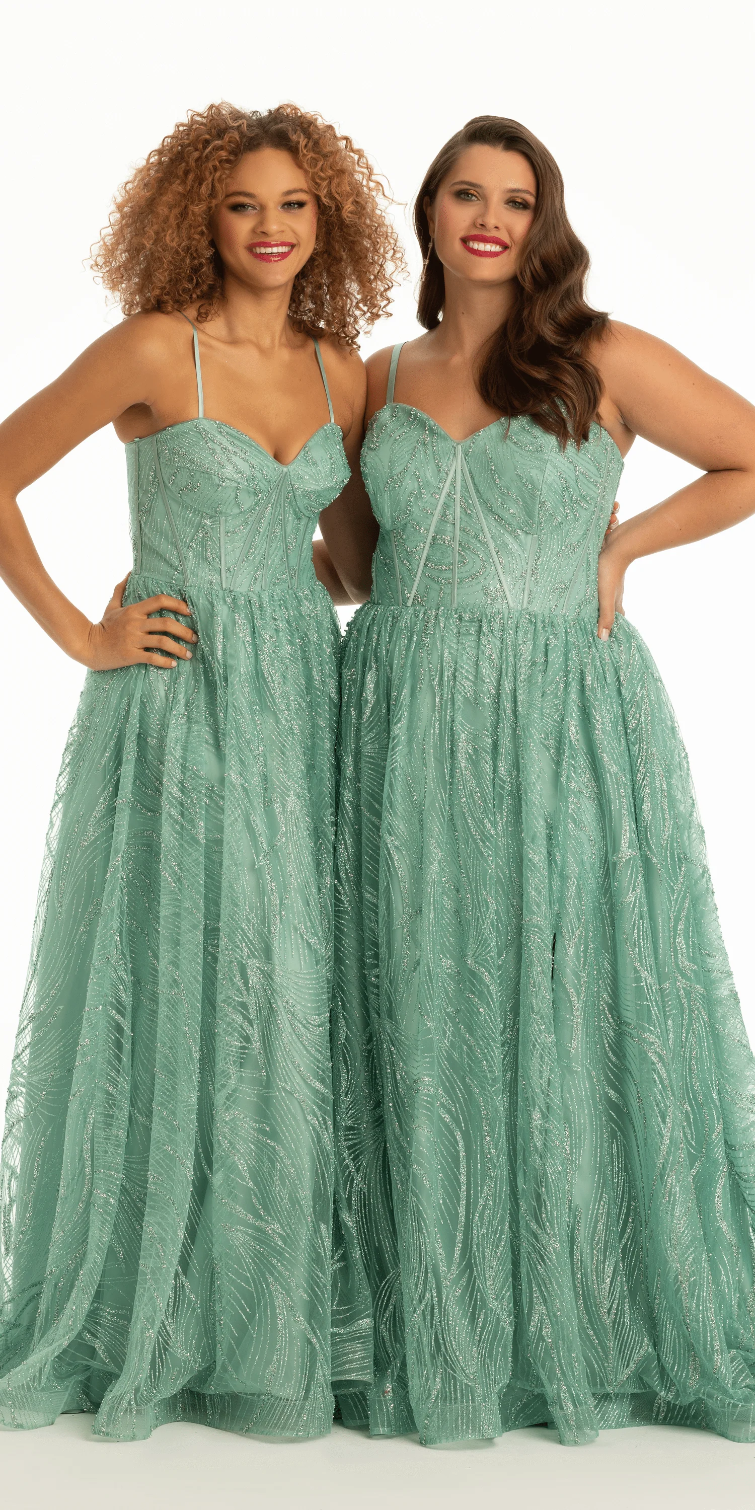 Glitter Sweetheart Corset A Line Dress with Side Slit - Image 4