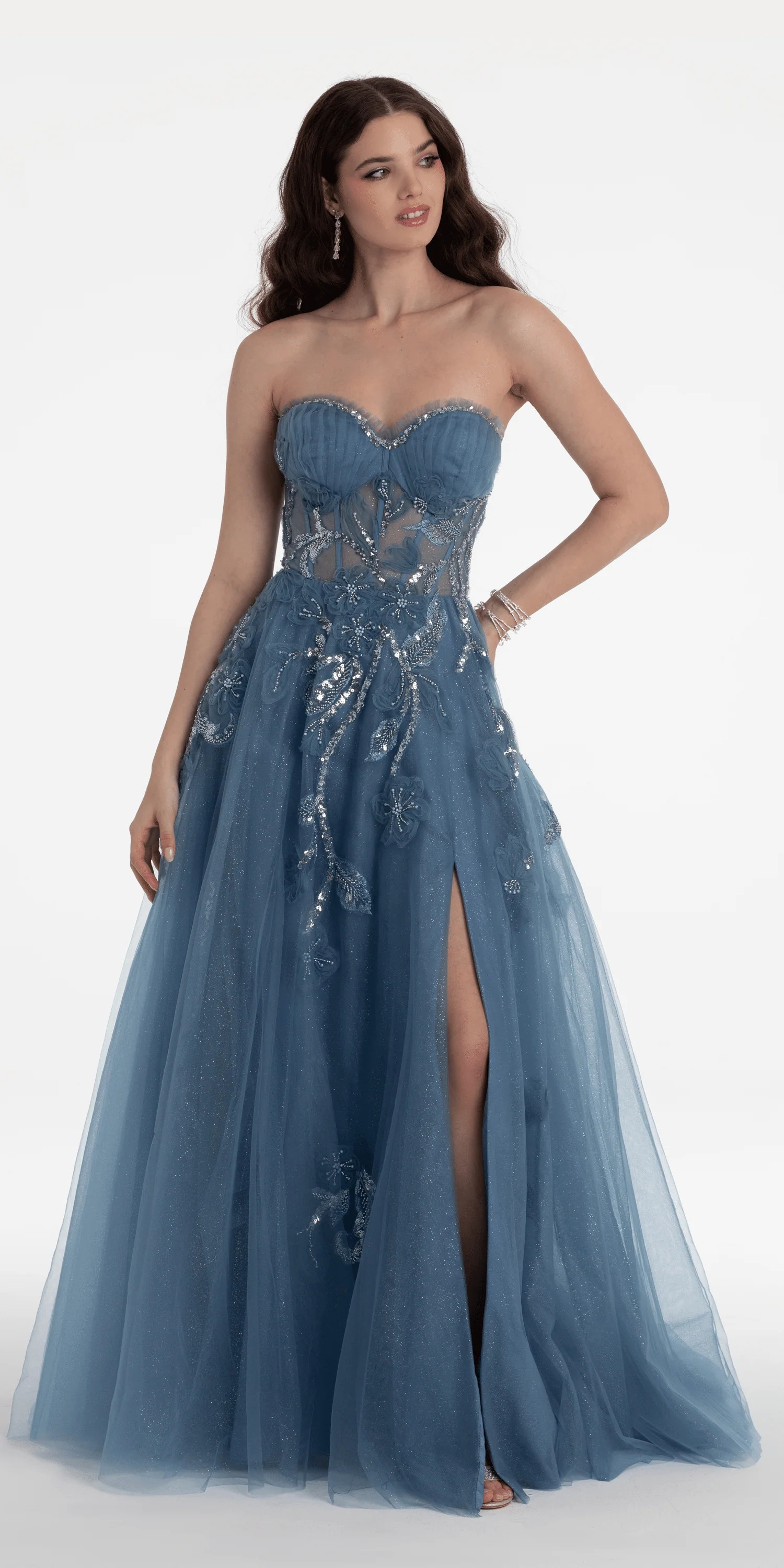 Glitter Tulle Embellished Sweetheart Ballgown - Image 7