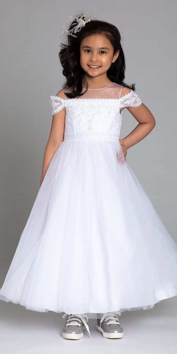 Illusion Off the Shoulder Lace Embroidered Dress - Image 3