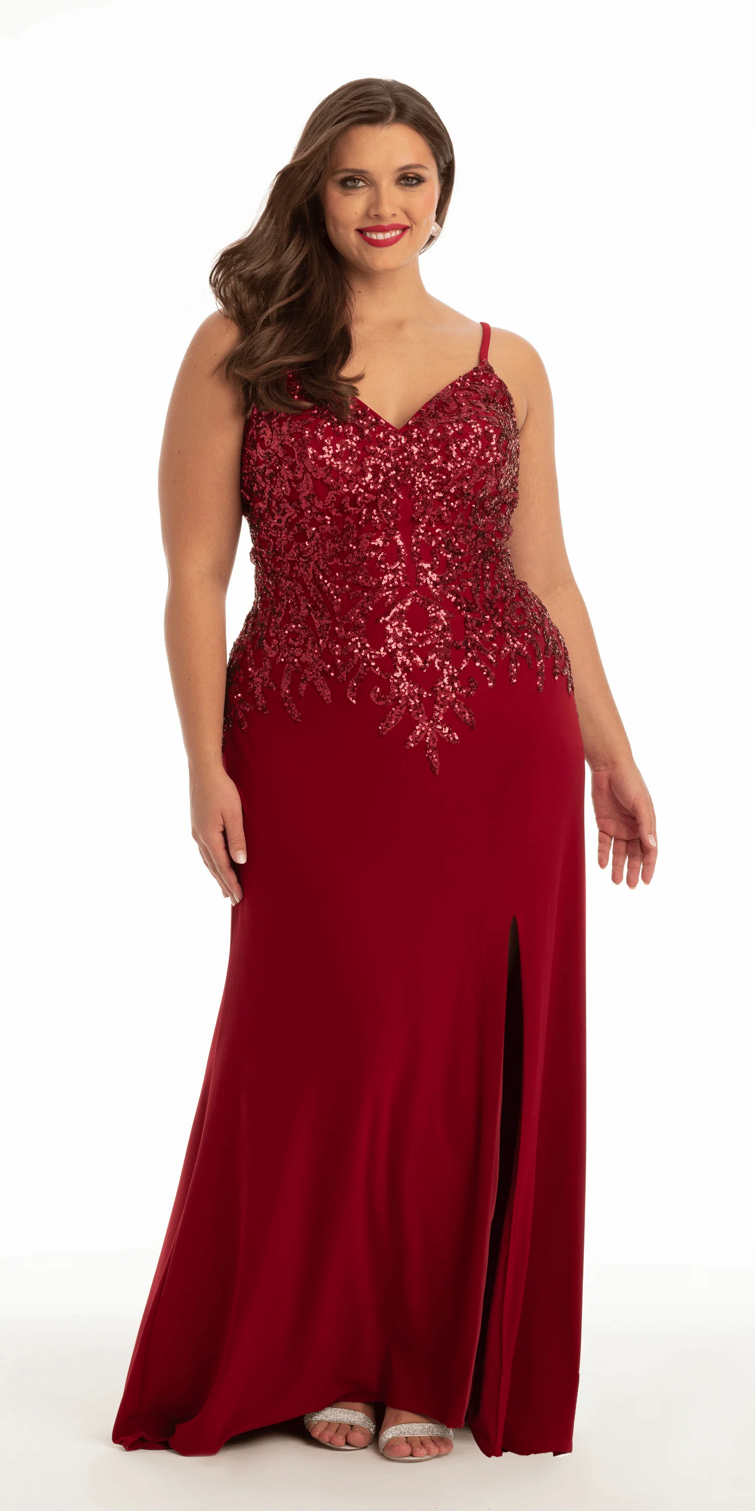 Jersey Tonal Sequin Dress with Side Slit - Image 2