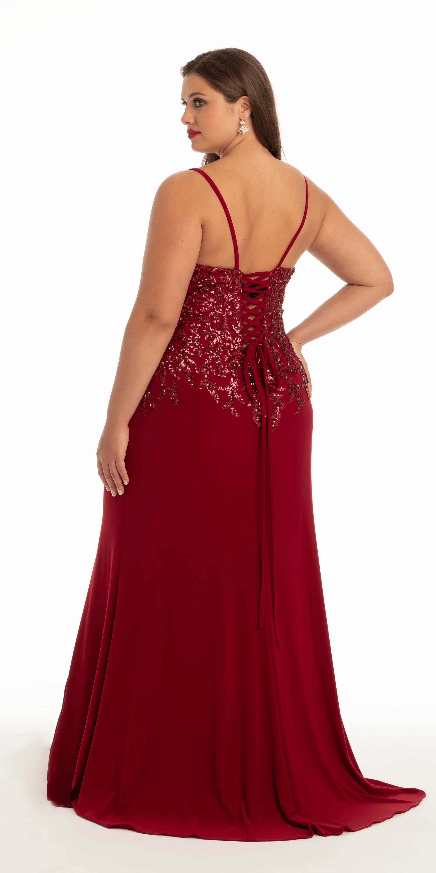 Jersey Tonal Sequin Dress with Side Slit - Image 4