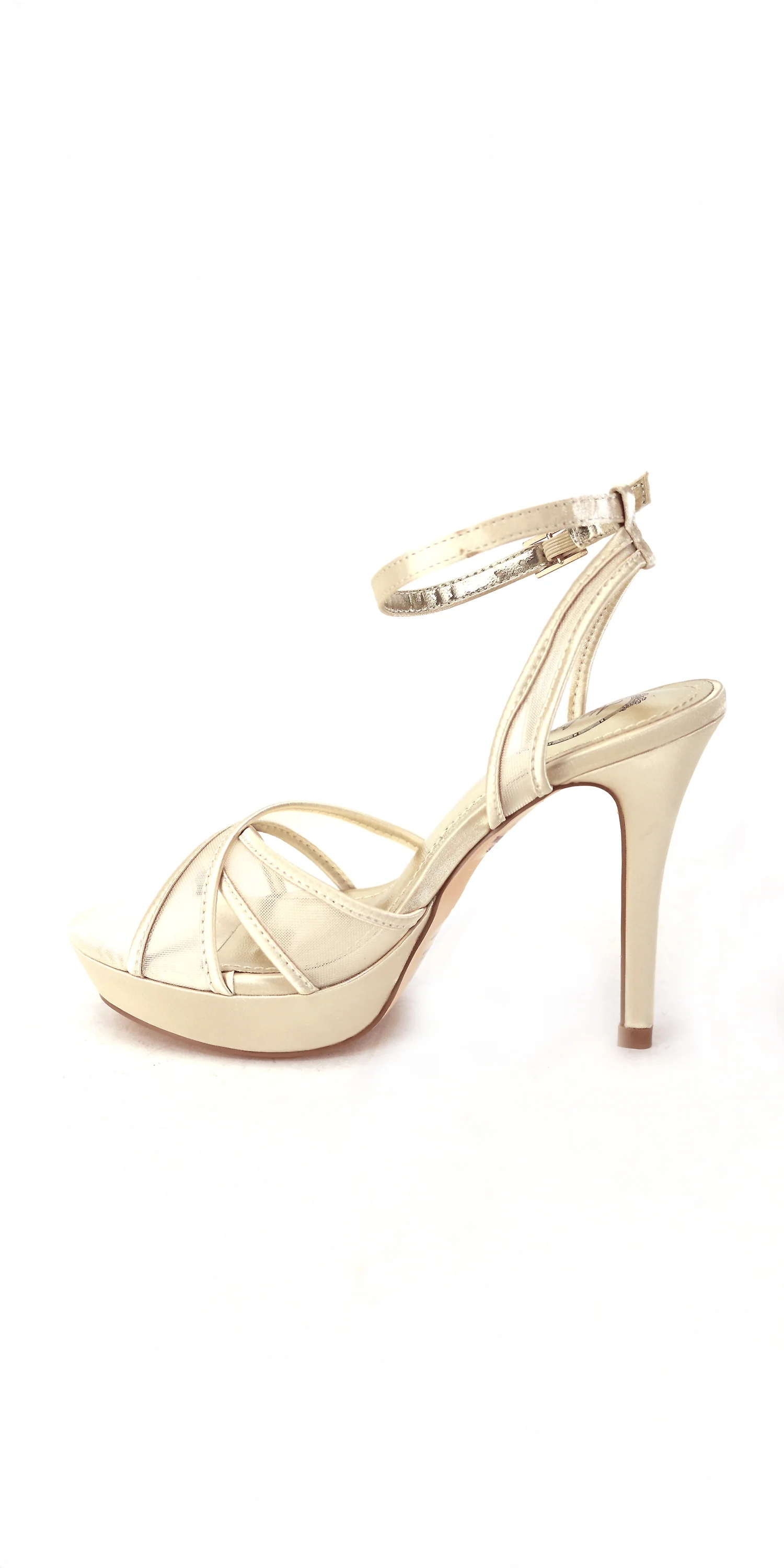 Mesh Satin Criss Cross Strap Platform Stiletto Sandal - Image 2