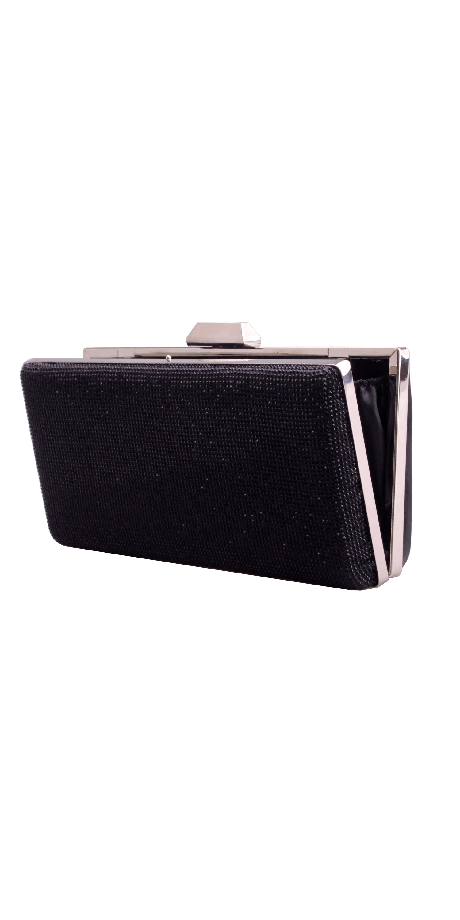 Metal Frame Rhinestone and Satin Handbag - Image 5