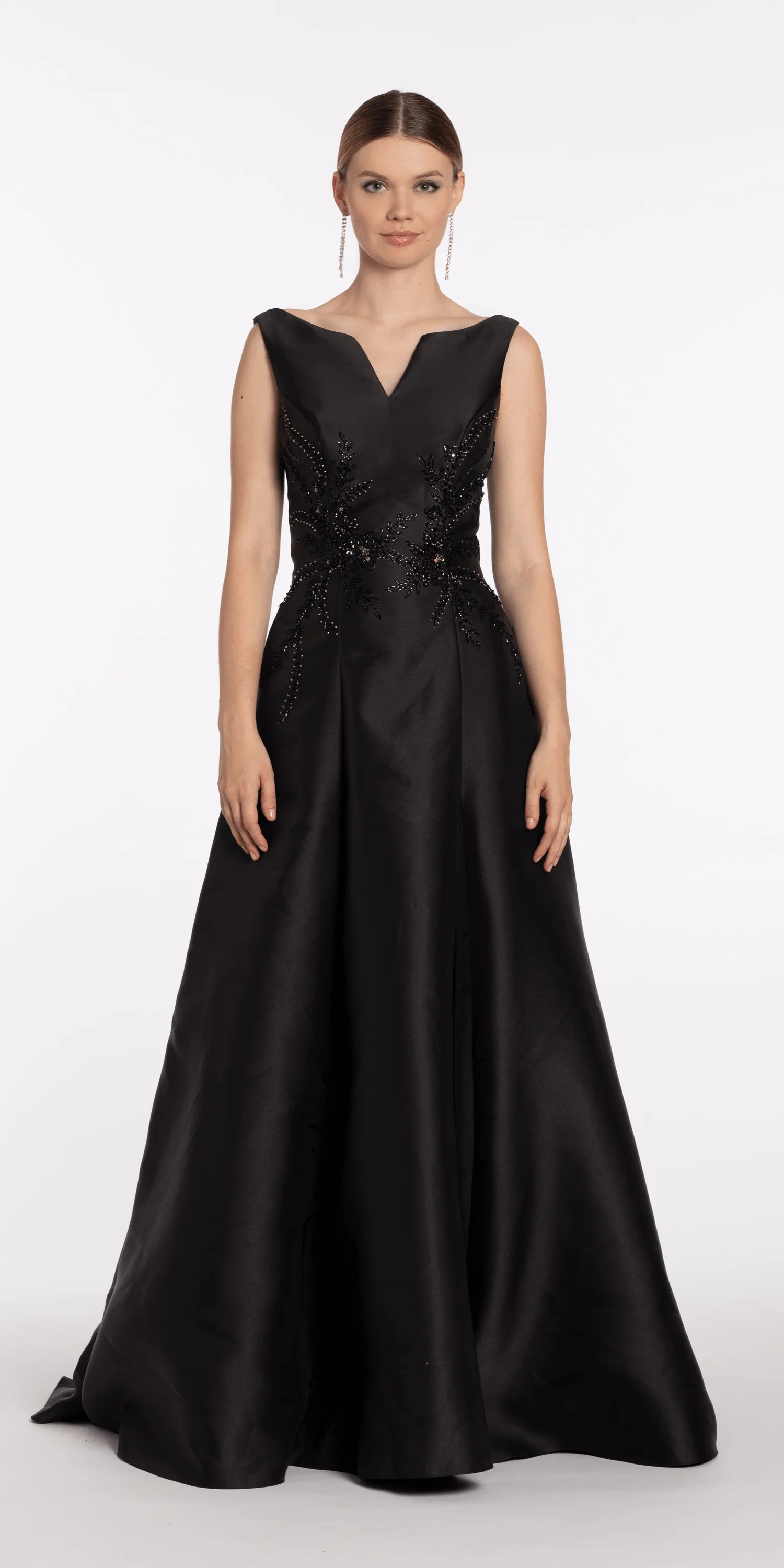 Mikado Embellished Bateau Neck A Line Dress with Pockets - Image 4