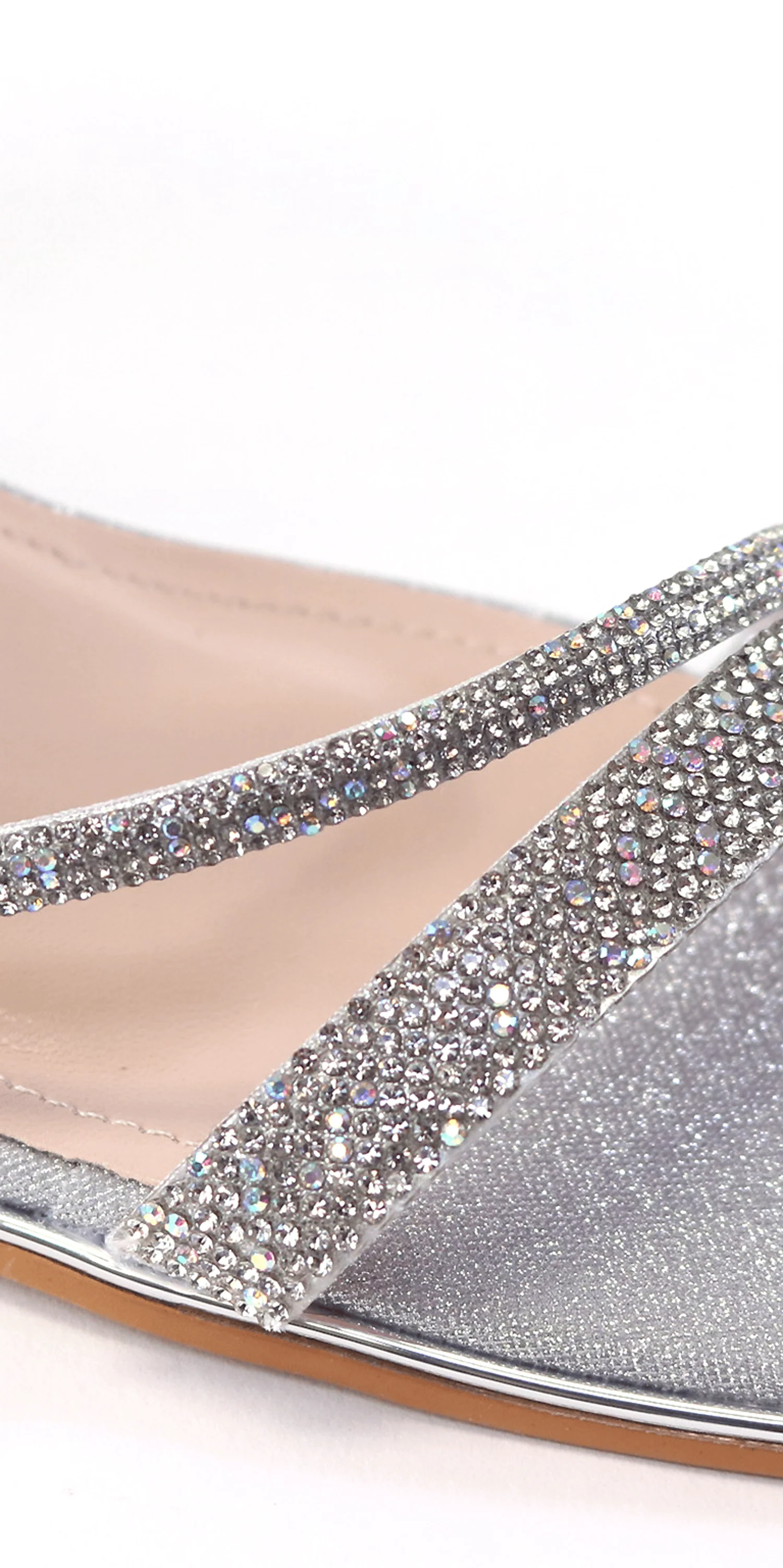 Mirror Heel Glitter Strappy Rhinestone Sandal - Image 3