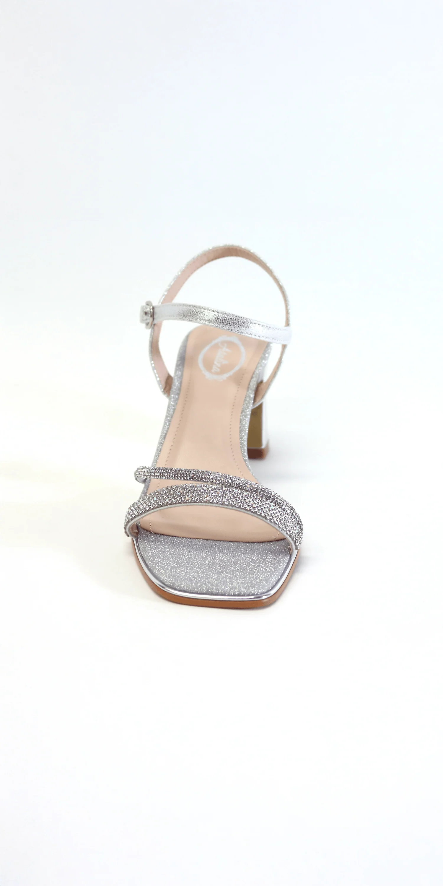 Mirror Heel Glitter Strappy Rhinestone Sandal - Image 4