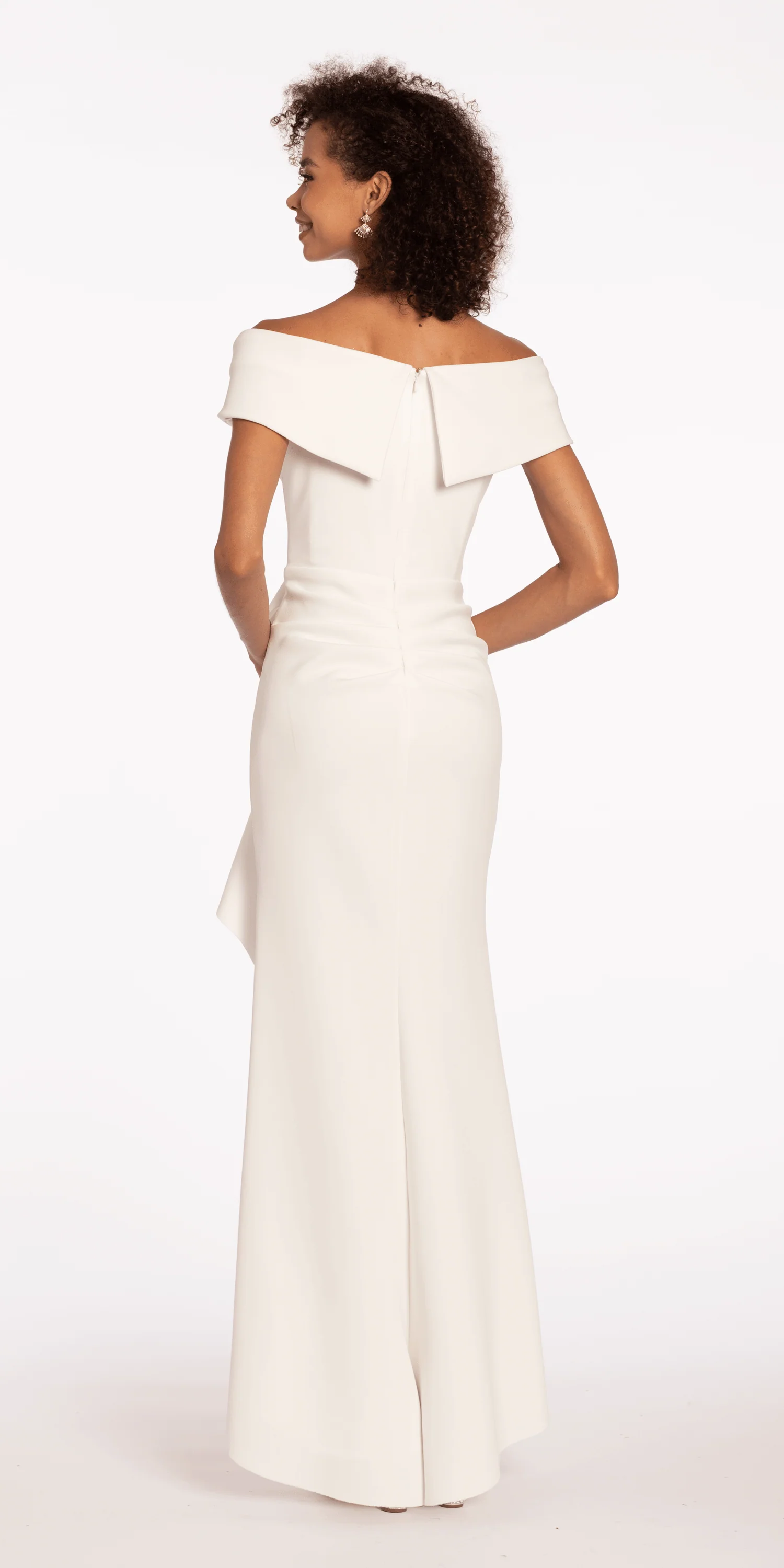 Off the Shoulder Scuba Dress with Side Ruffle - Image 14