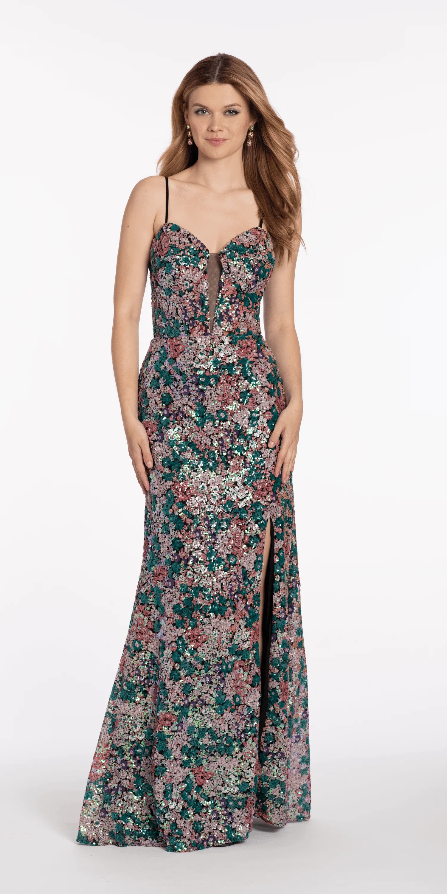 Plunge Sequin Patchwork Column Dress - Image 3