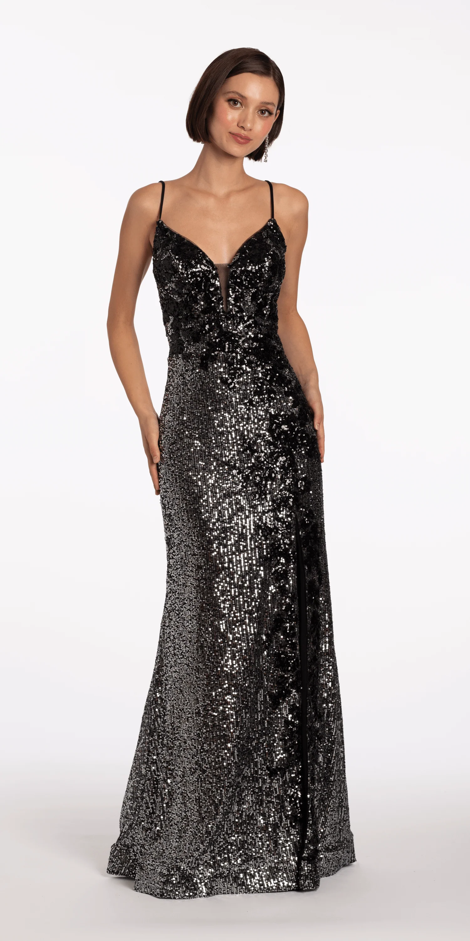 Plunging Sequin Sweetheart Corset Back Column Dress - Image 3
