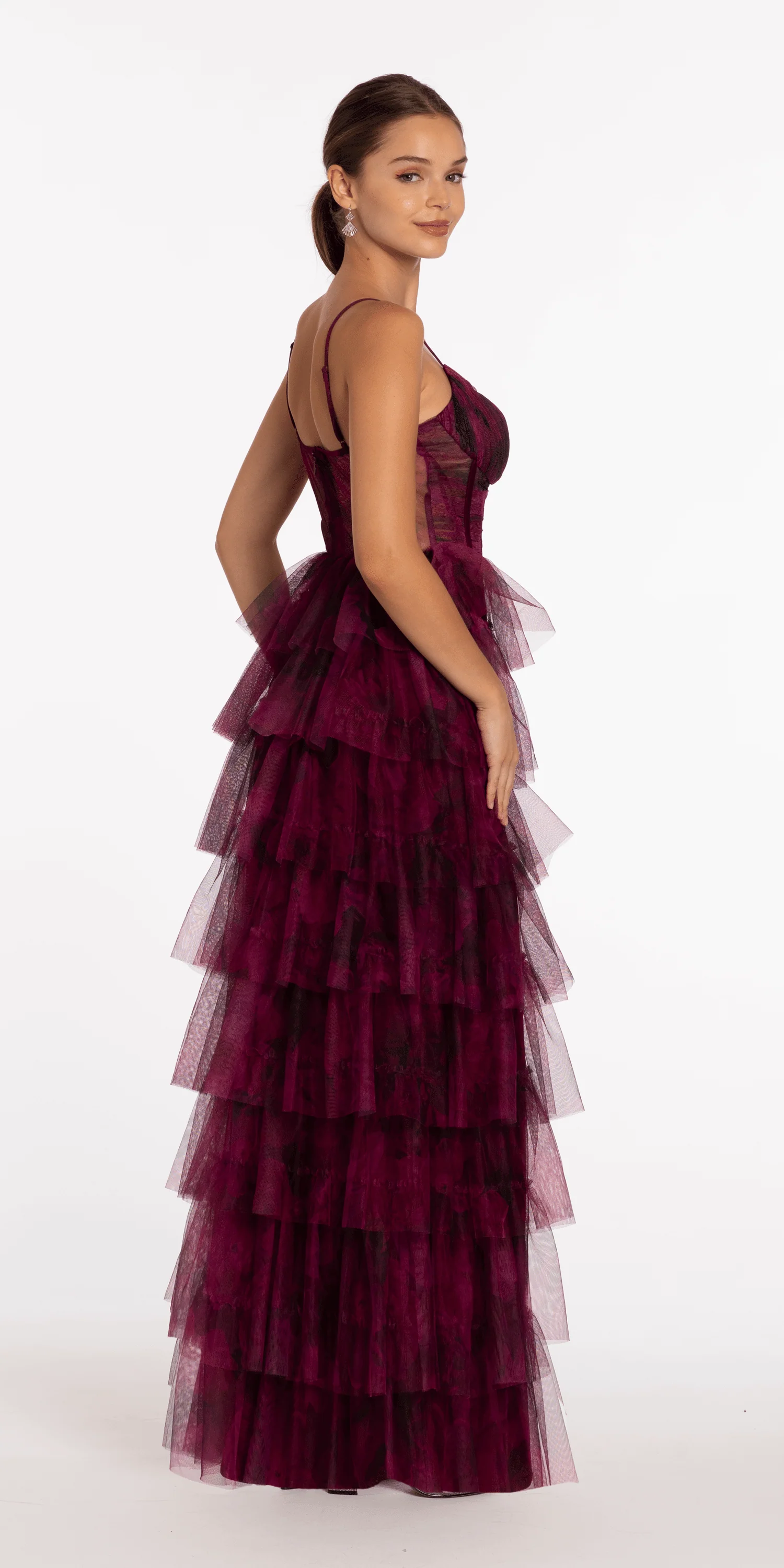Print Mesh Sweetheart Corset Tiered Dress - Image 5