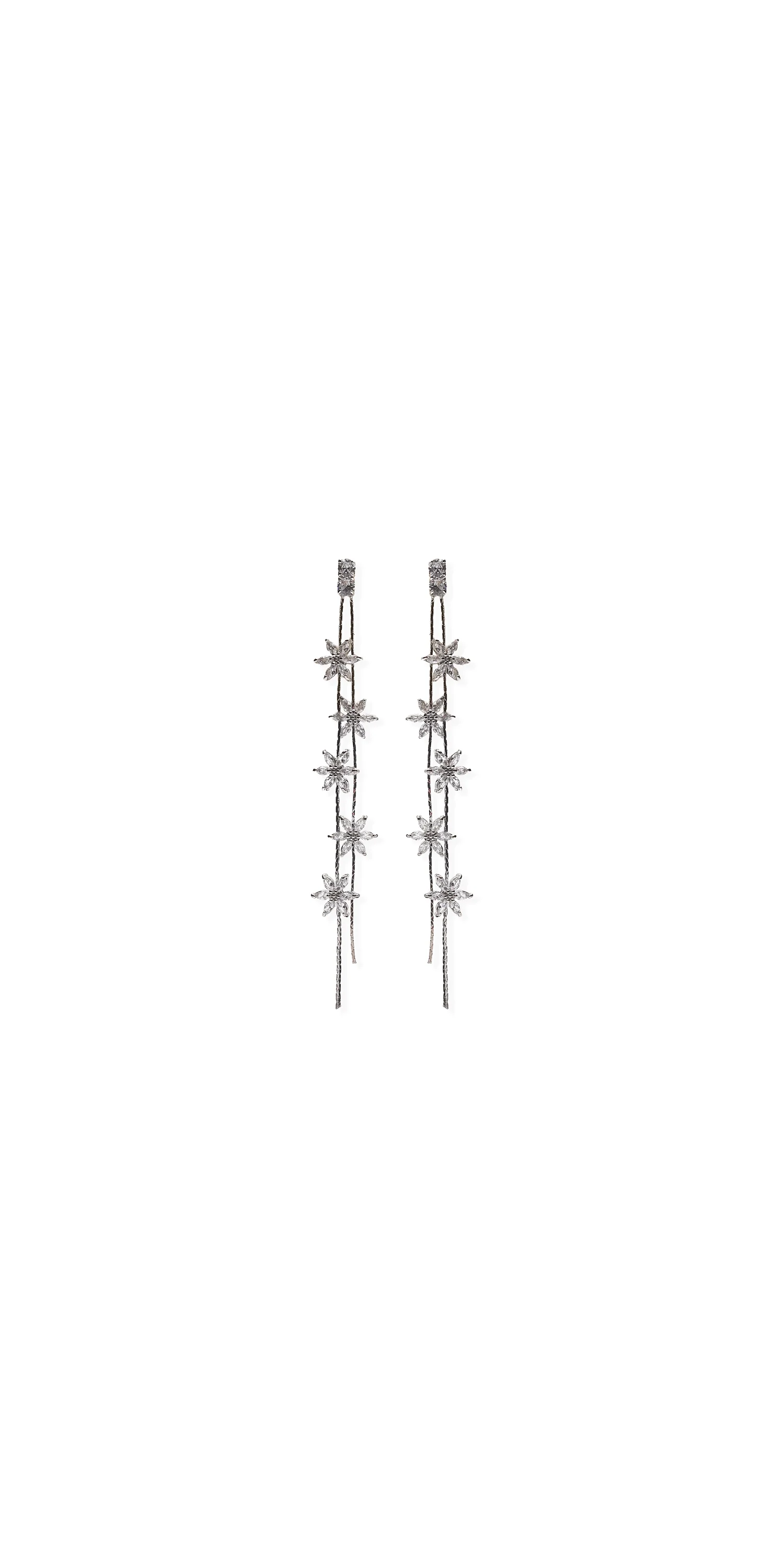 Rhinestone Daisy Double Stand Earrings - Image 2