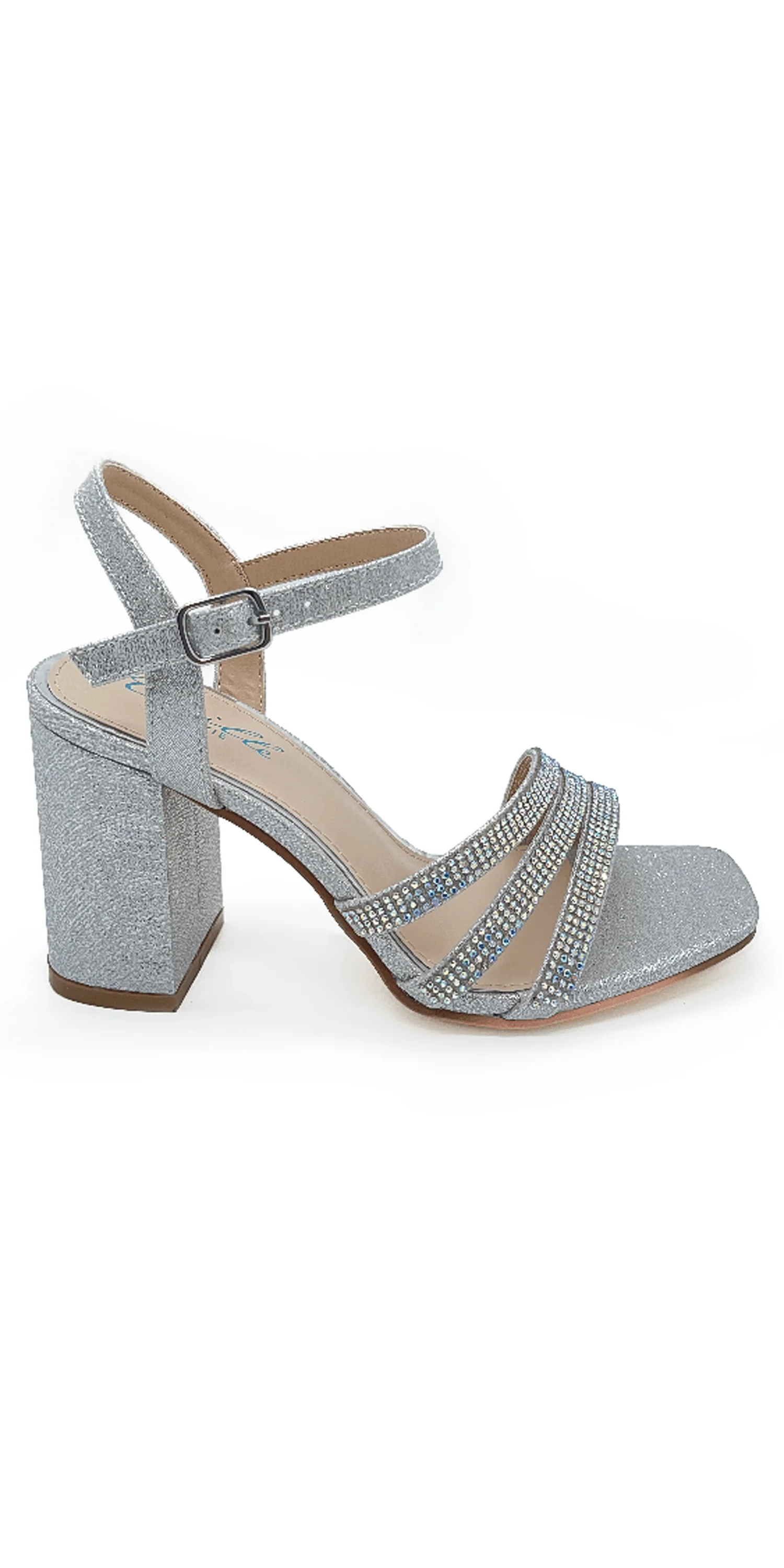 Rhinestone Strappy Block Heel Glitter Sandal - Image 5