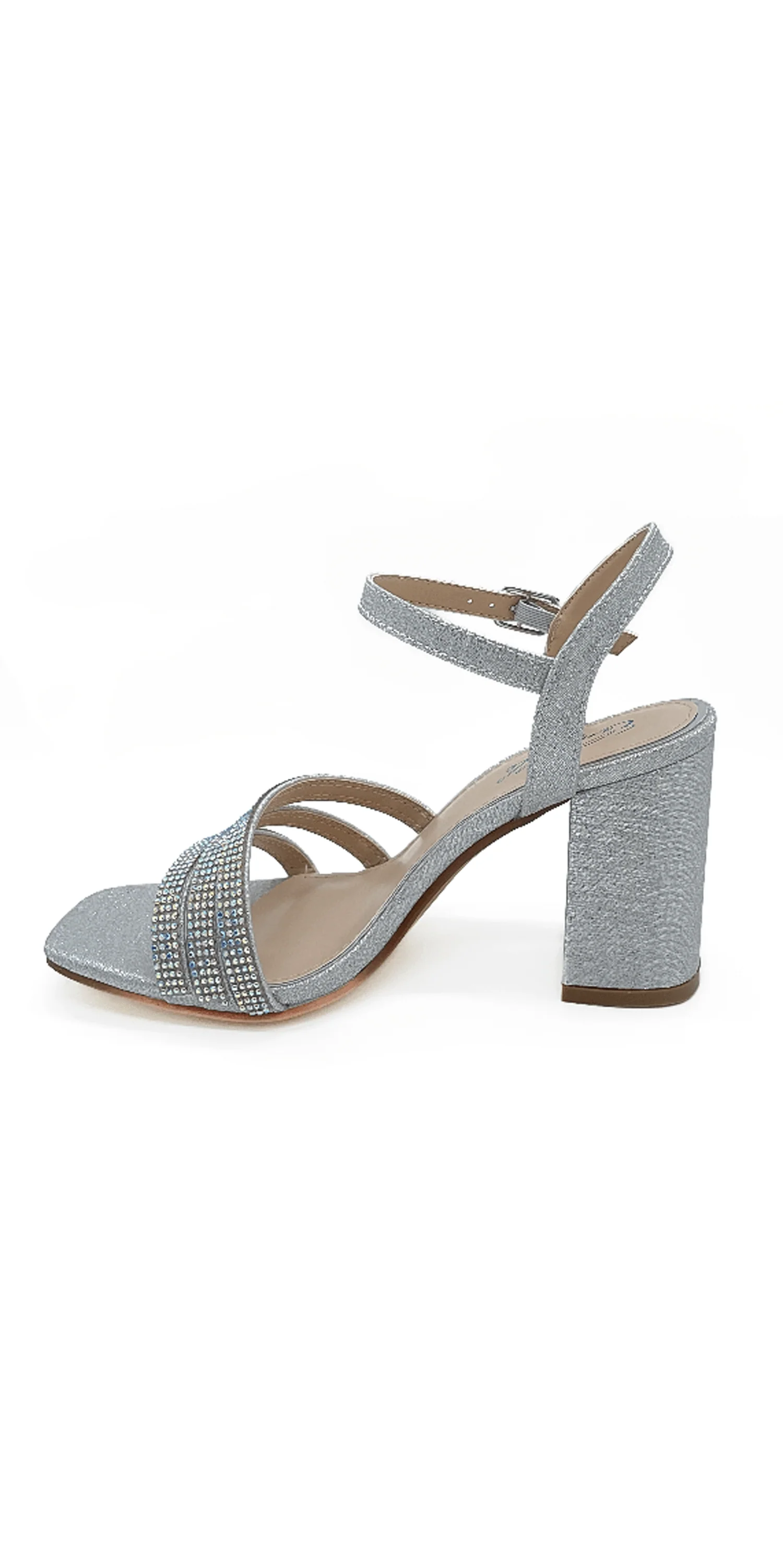 Rhinestone Strappy Block Heel Glitter Sandal - Image 6
