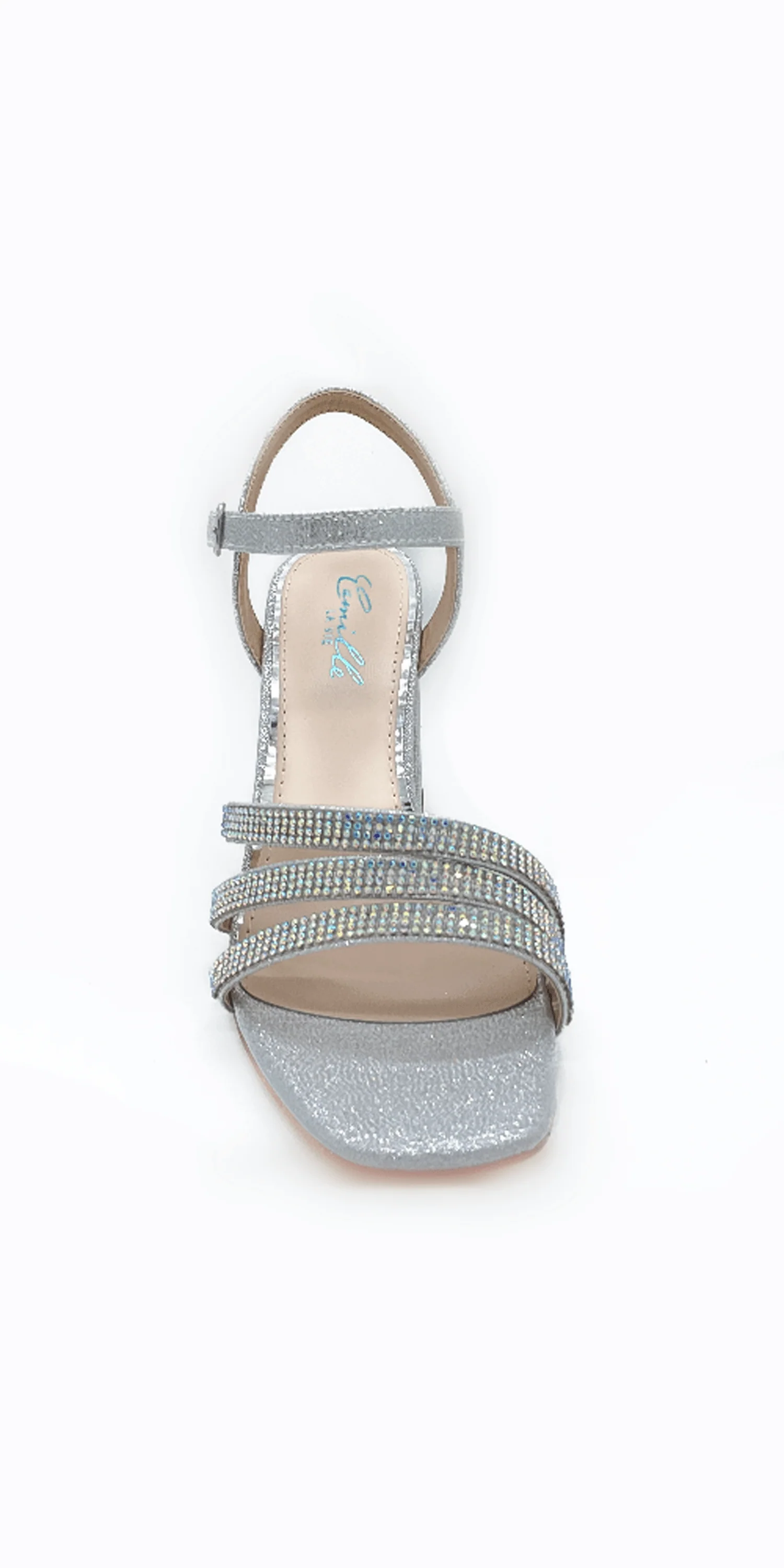 Rhinestone Strappy Block Heel Glitter Sandal - Image 7