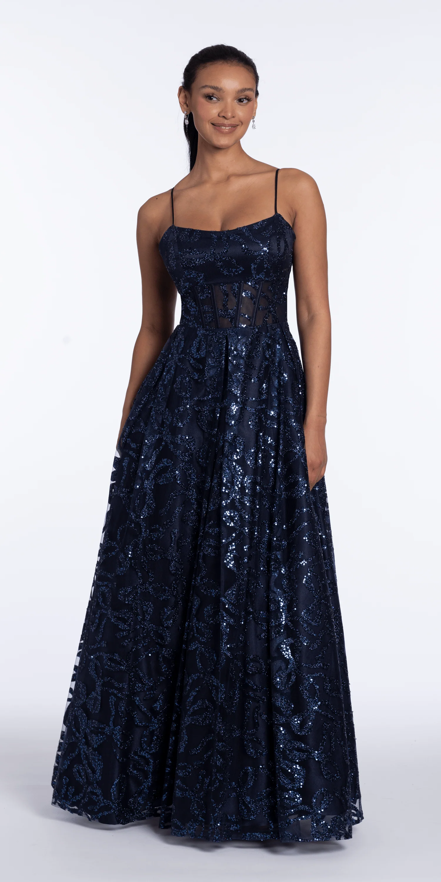 Ribbon Sequin Square Neck Corset Ballgown - Image 2
