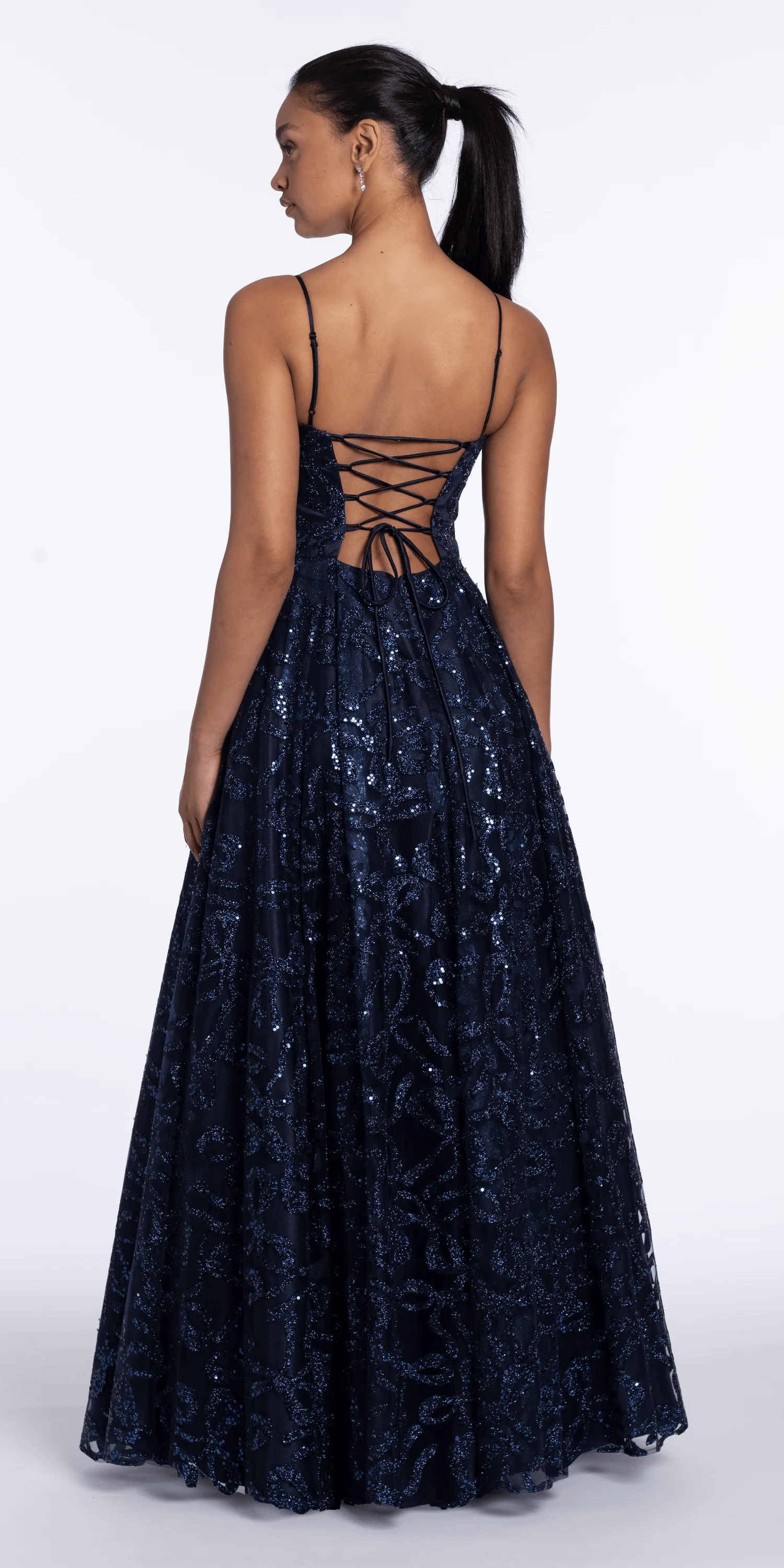 Ribbon Sequin Square Neck Corset Ballgown - Image 3