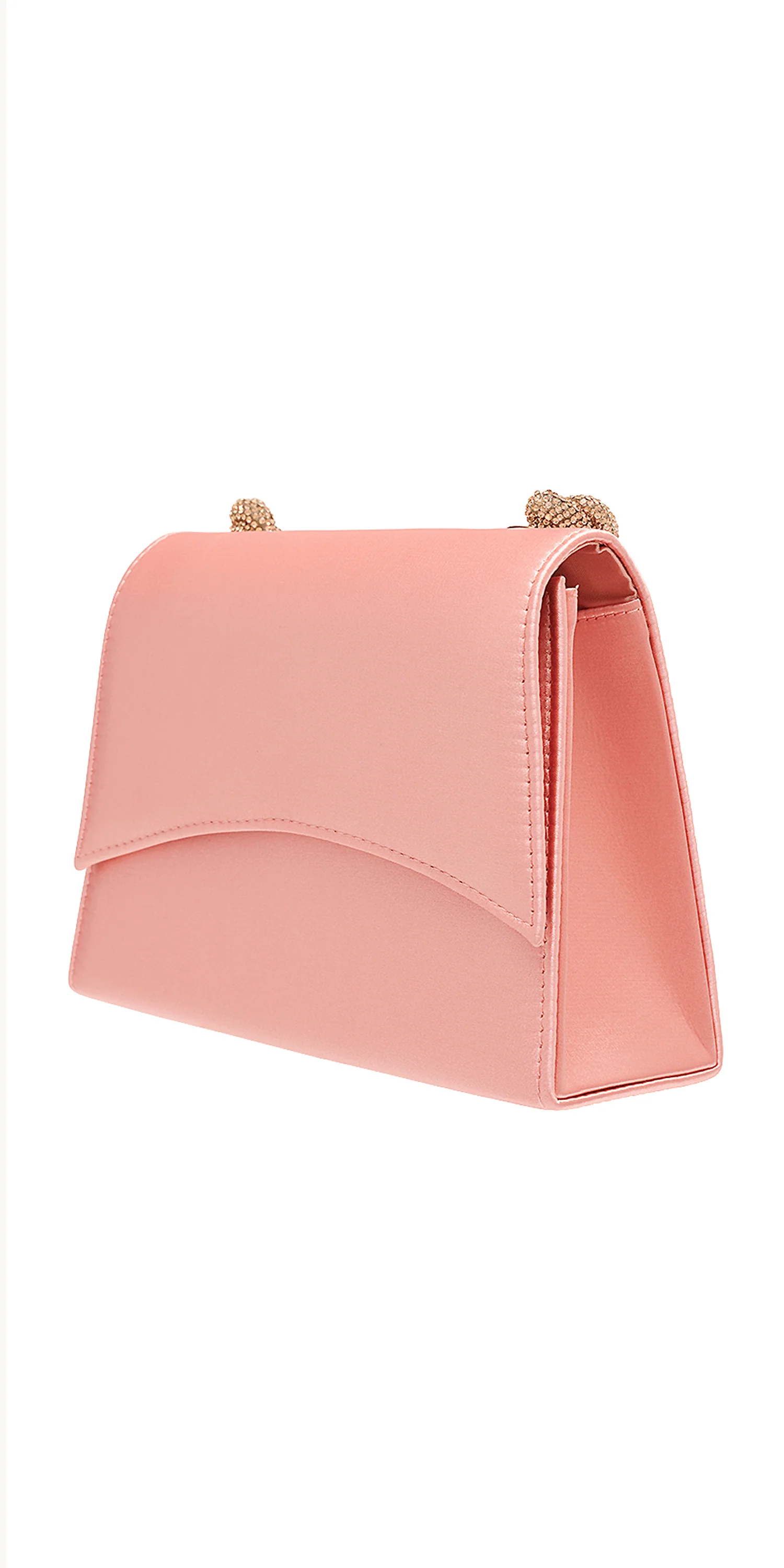 Satin 1/2 Flap Kelly Handbag with Rhinestone Handle - Image 2