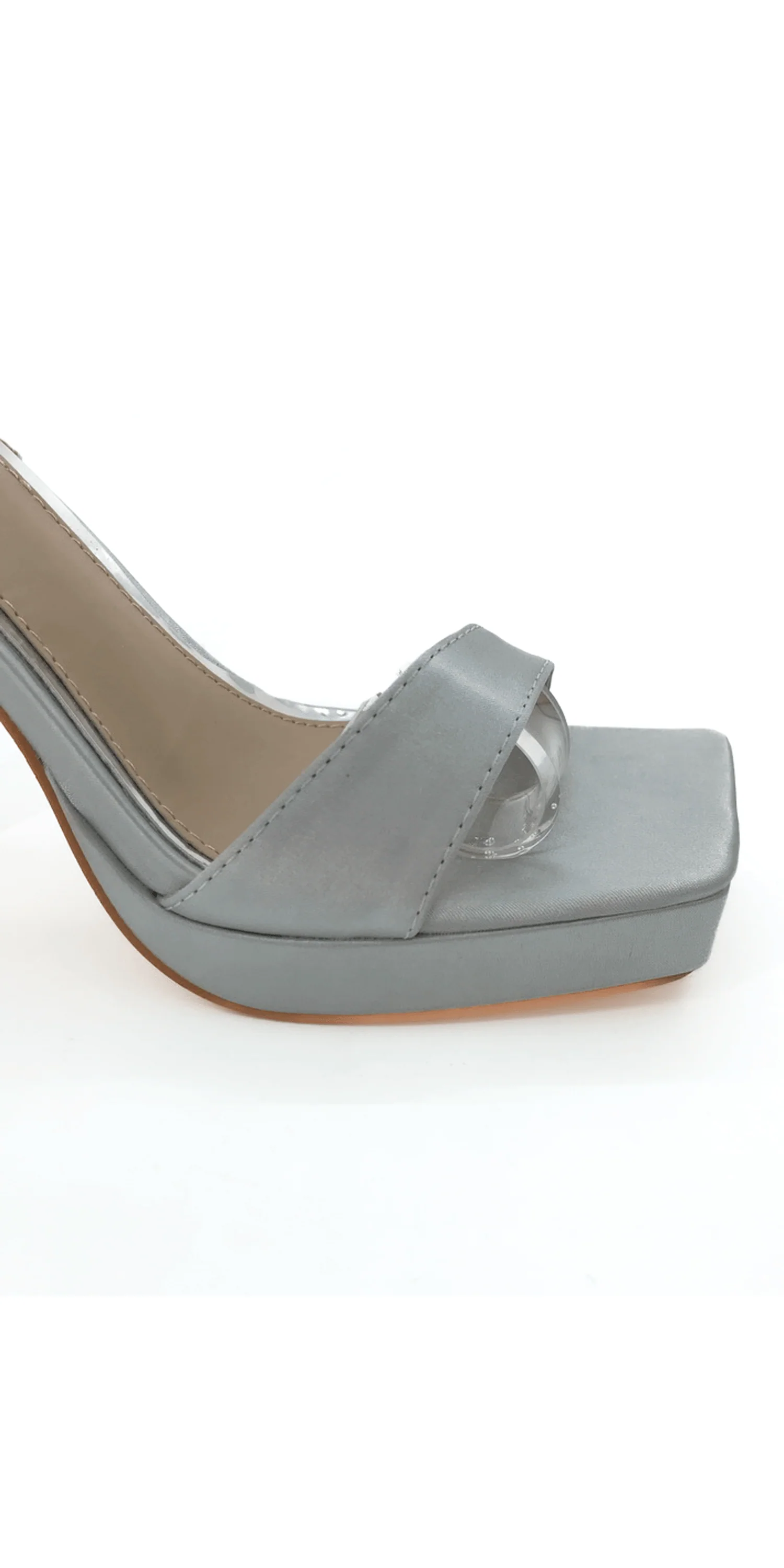 Satin Block Heel Platform Ankle Strap Sandal - Image 3