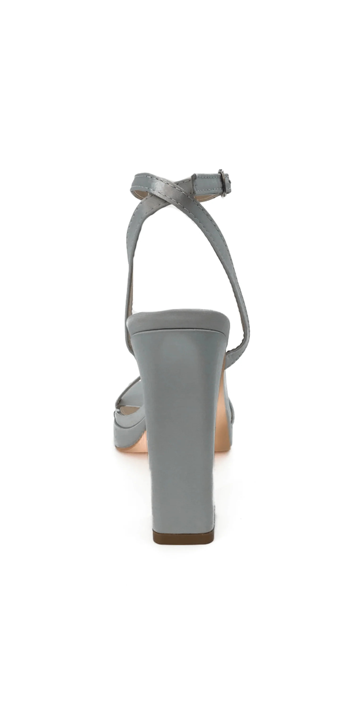 Satin Block Heel Platform Ankle Strap Sandal - Image 4